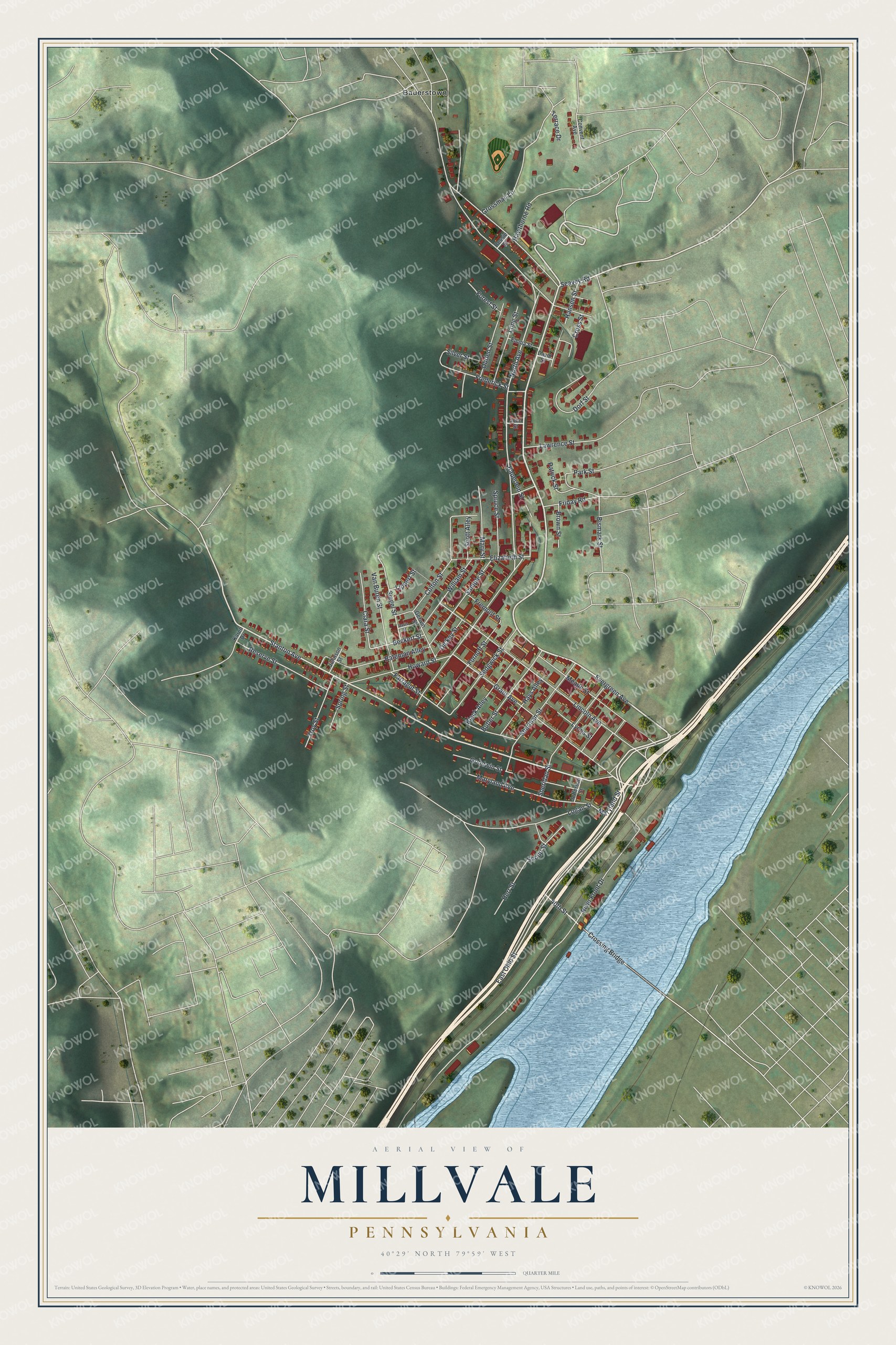 Watermarked full-map preview of Millvale, Pennsylvania