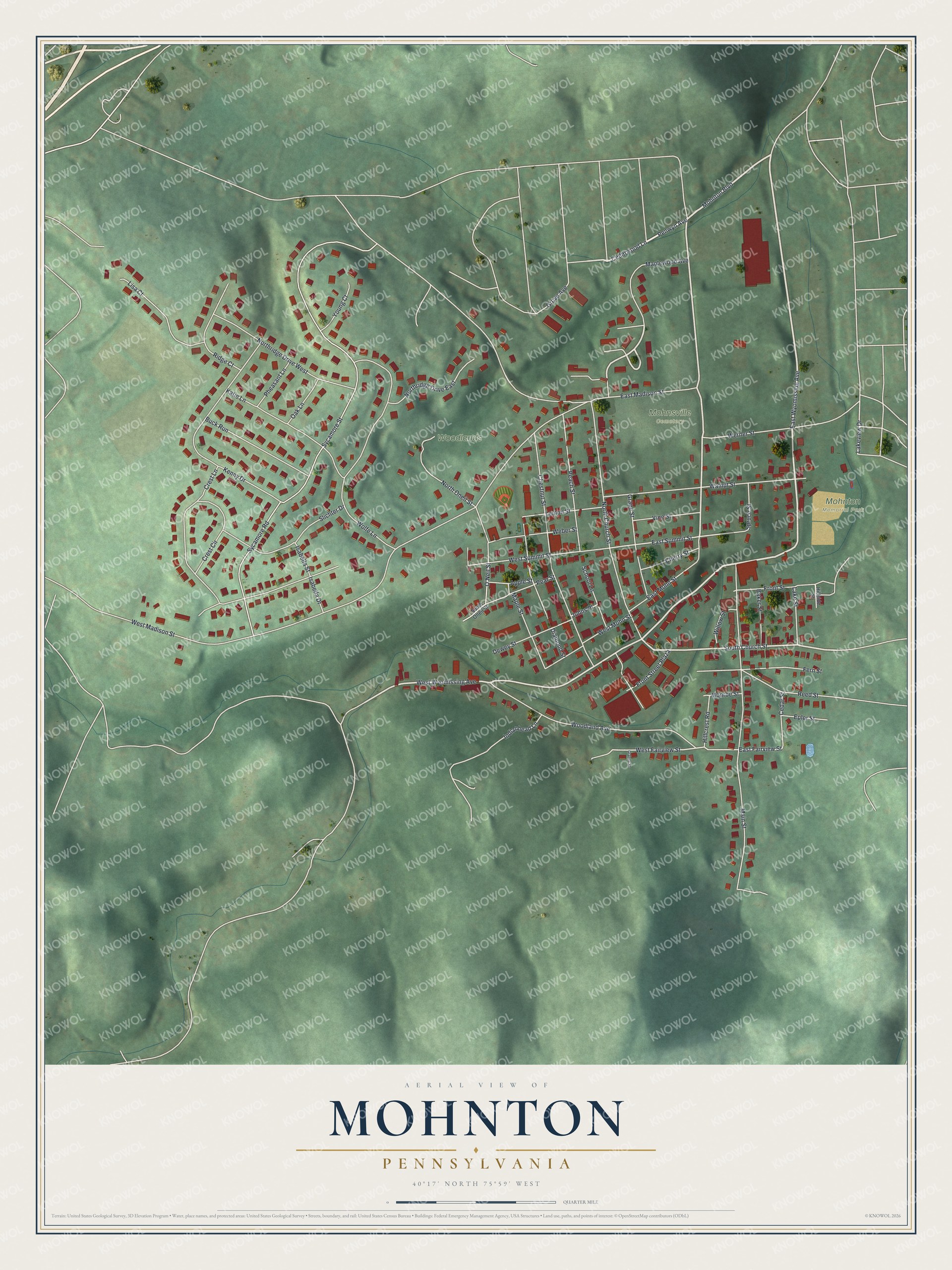 Watermarked full-map preview of Mohnton, Pennsylvania