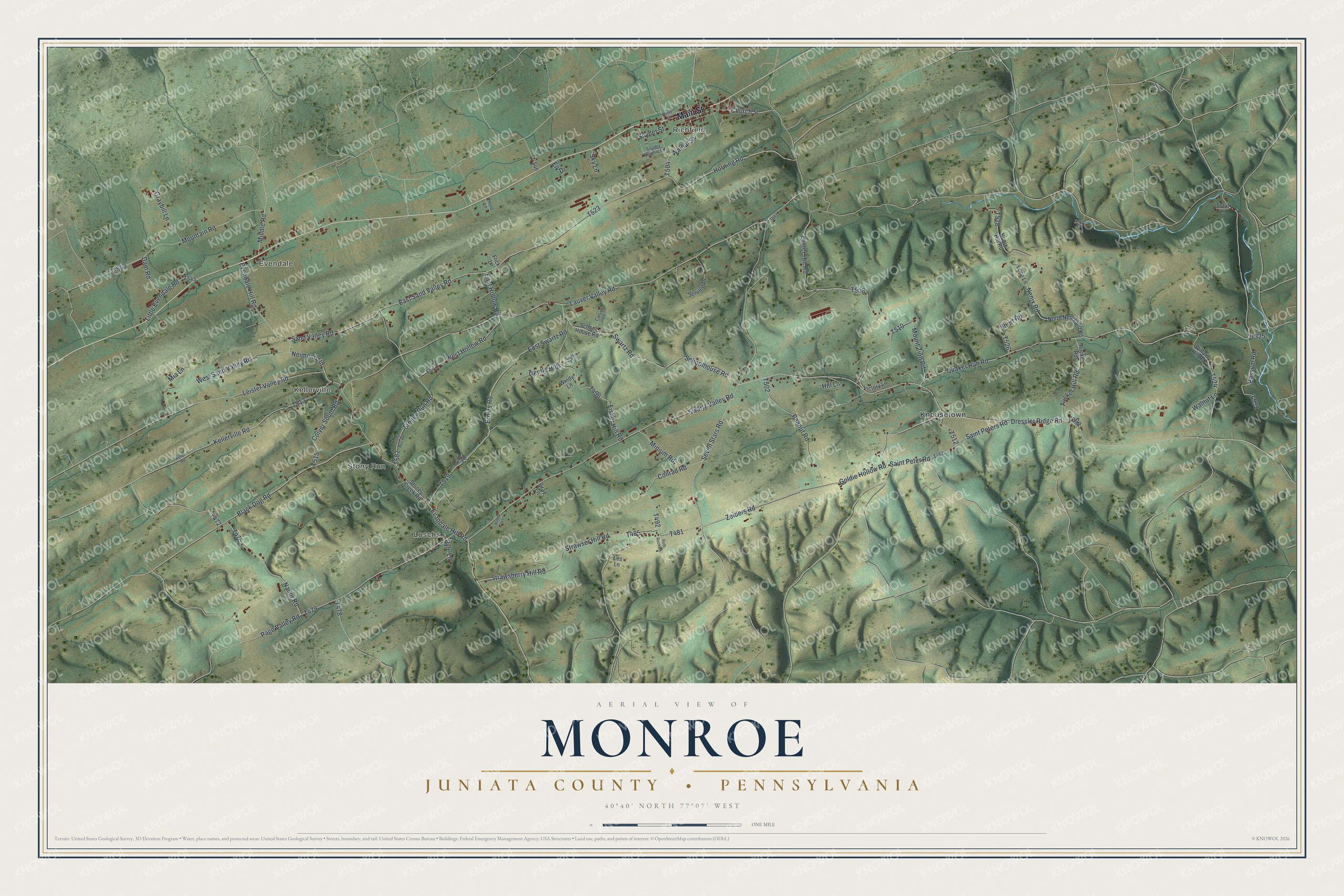 Watermarked full-map preview of Monroe, Pennsylvania