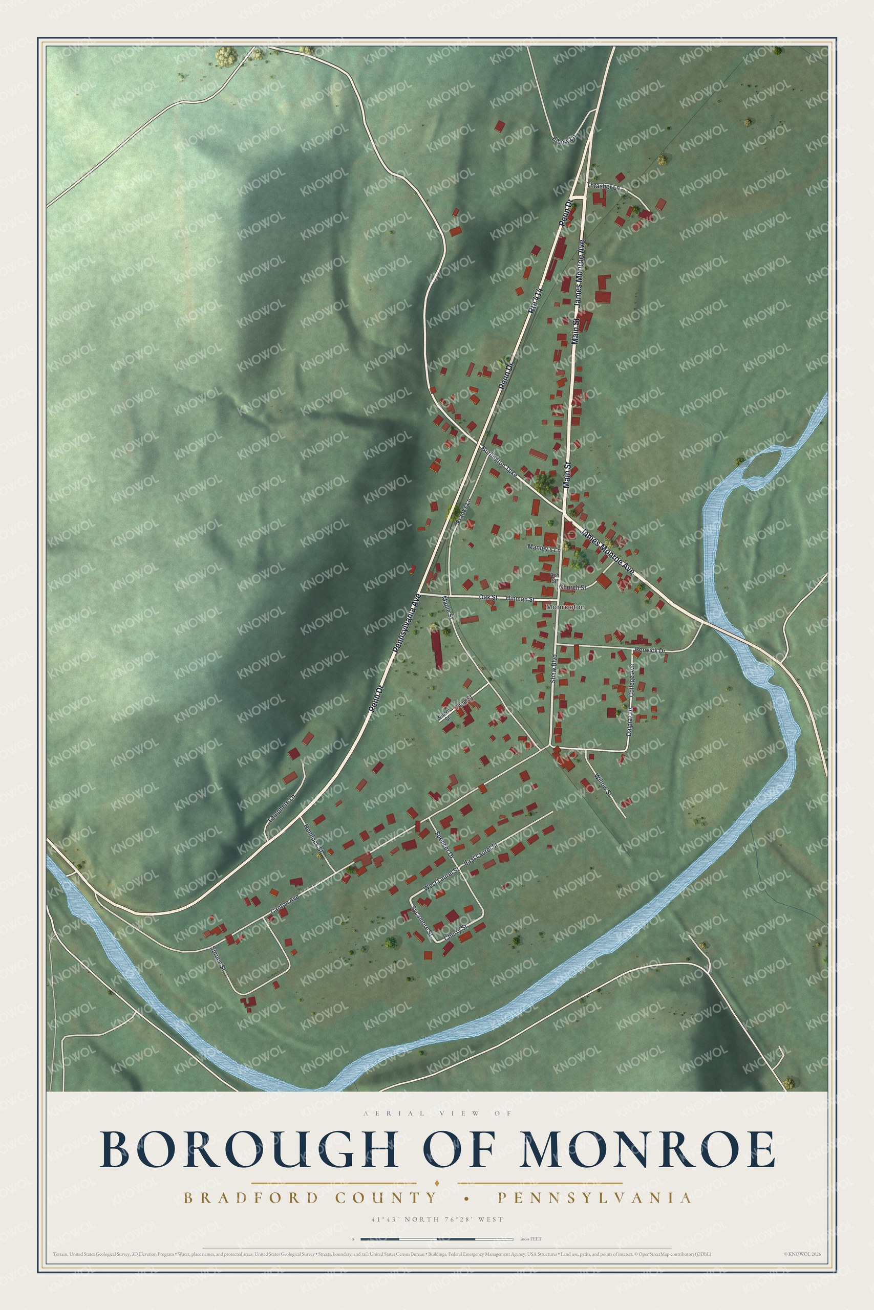 Watermarked full-map preview of Borough of Monroe, Pennsylvania