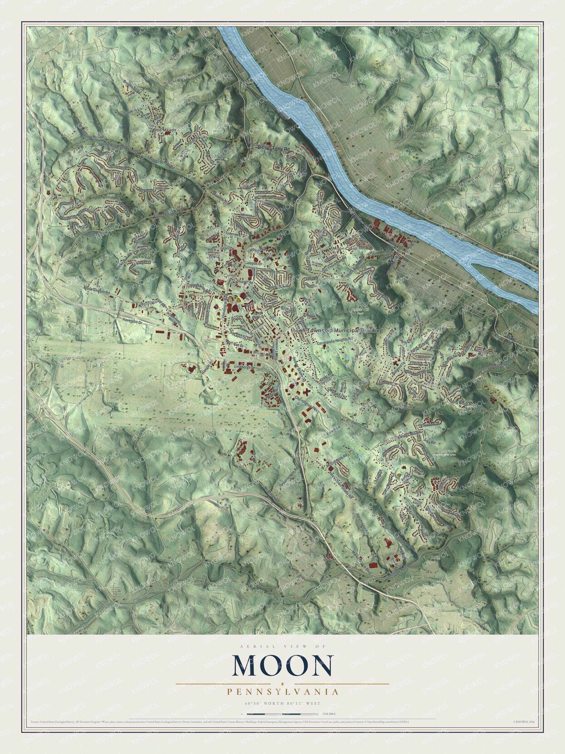 Watermarked full-map preview of Moon, Pennsylvania