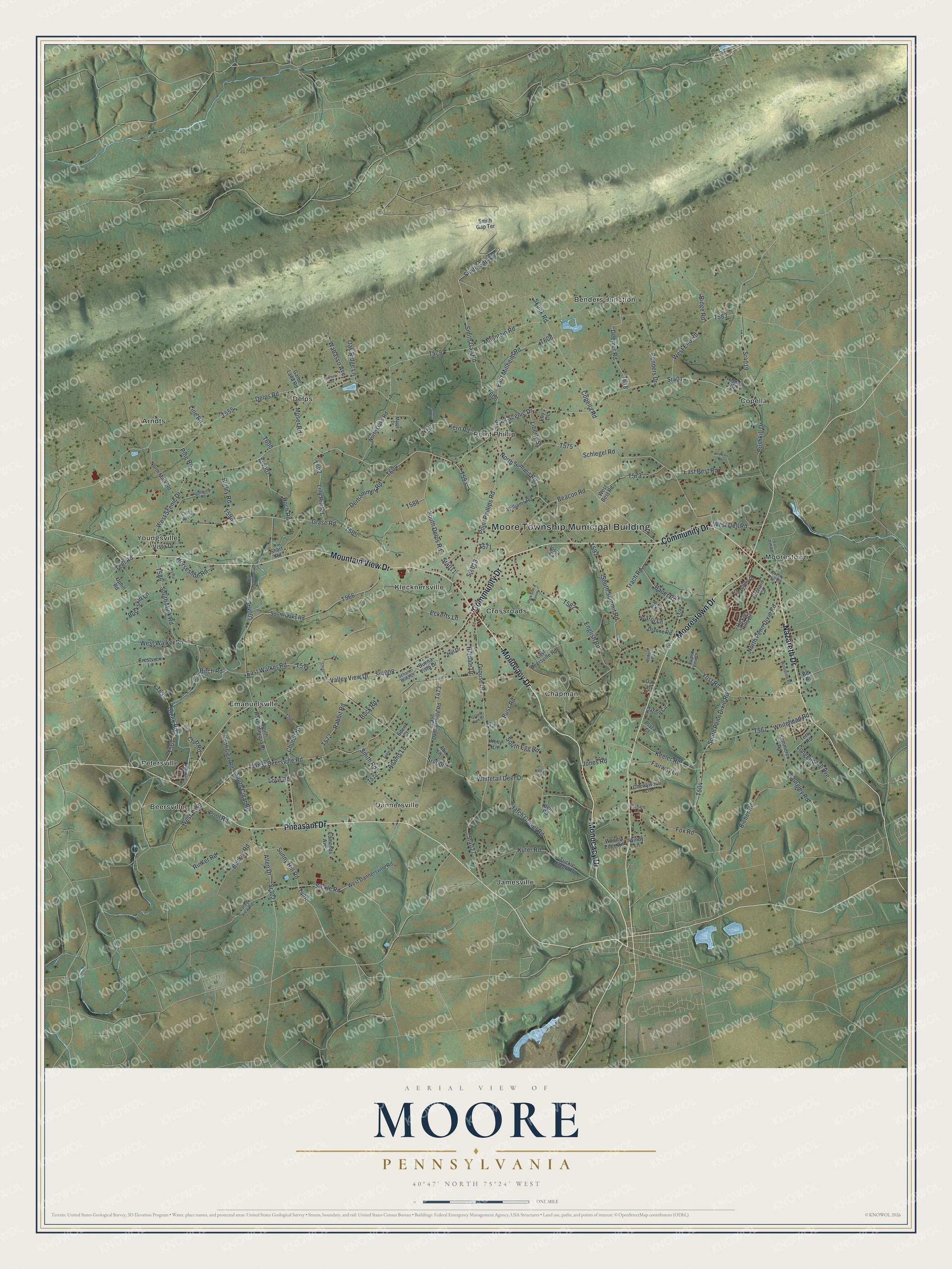 Watermarked full-map preview of Moore, Pennsylvania