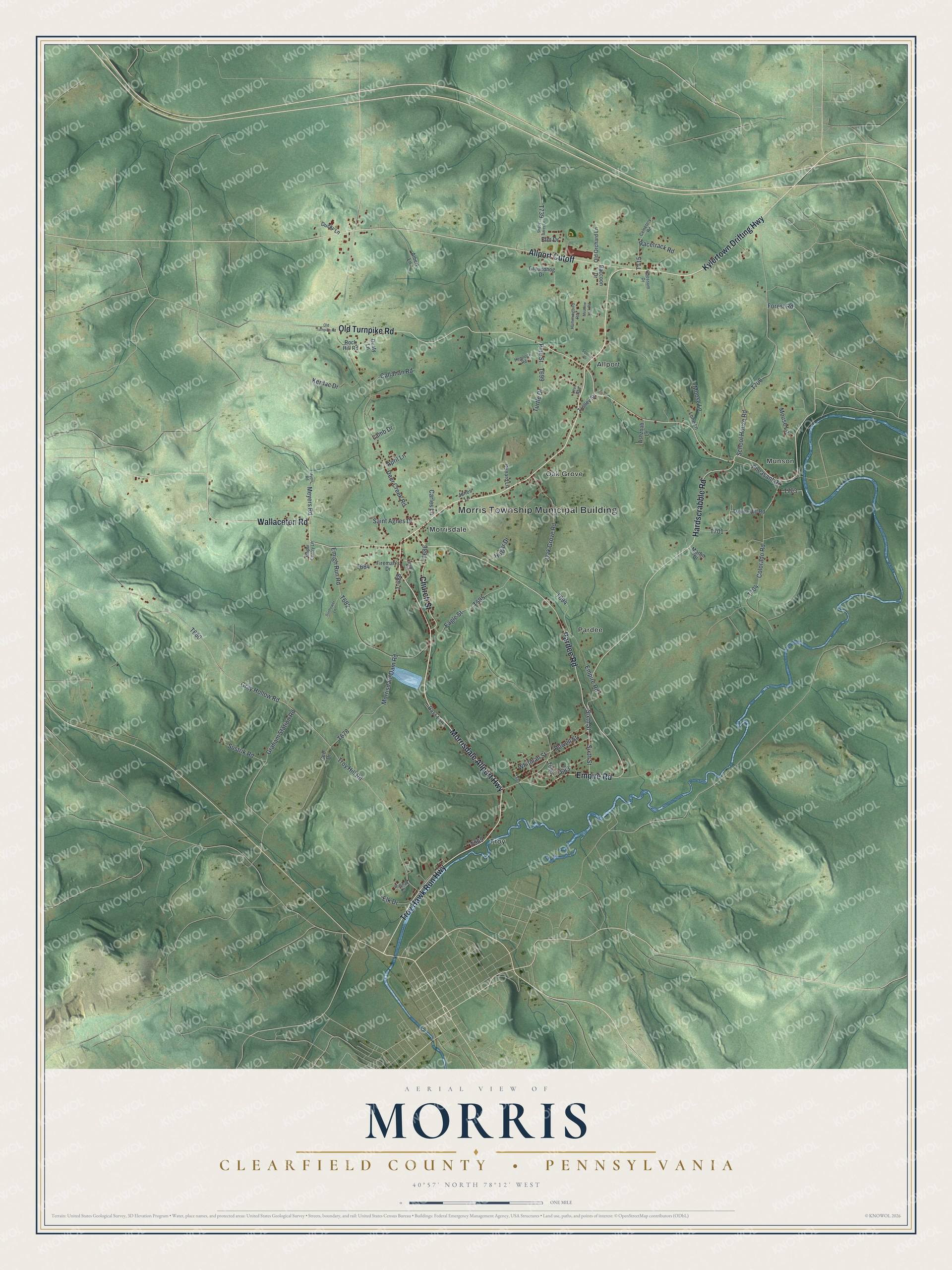Watermarked full-map preview of Morris, Pennsylvania