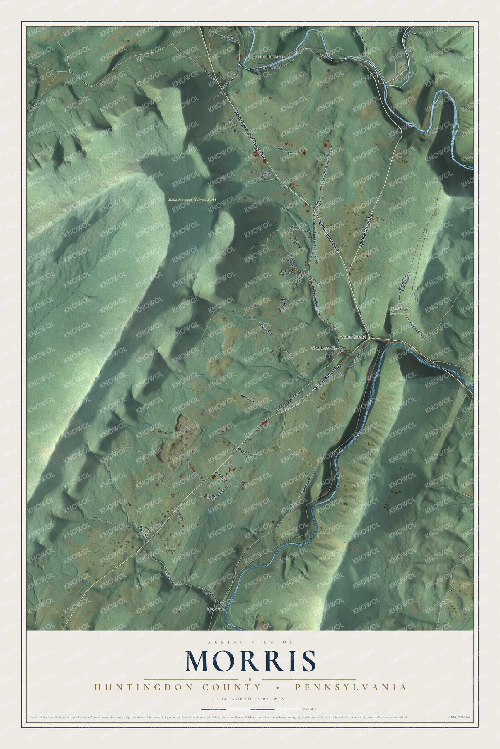 Watermarked full-map preview of Morris, Pennsylvania