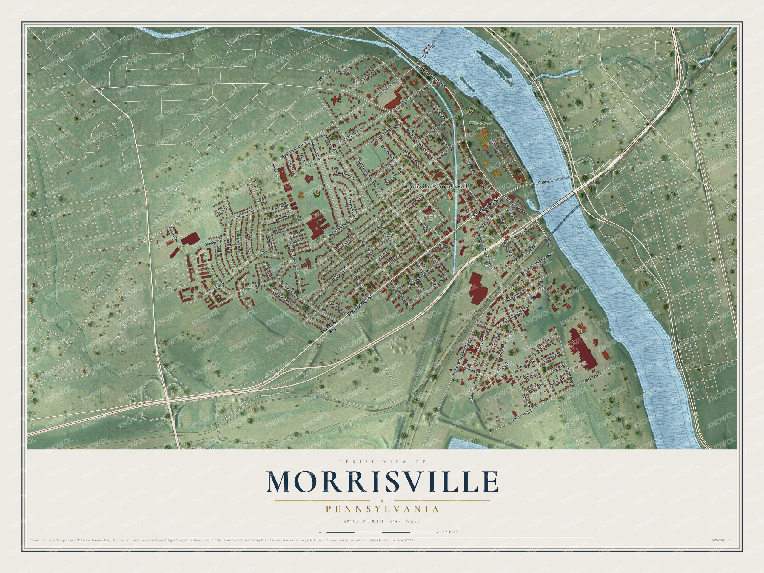 Watermarked full-map preview of Morrisville, Pennsylvania