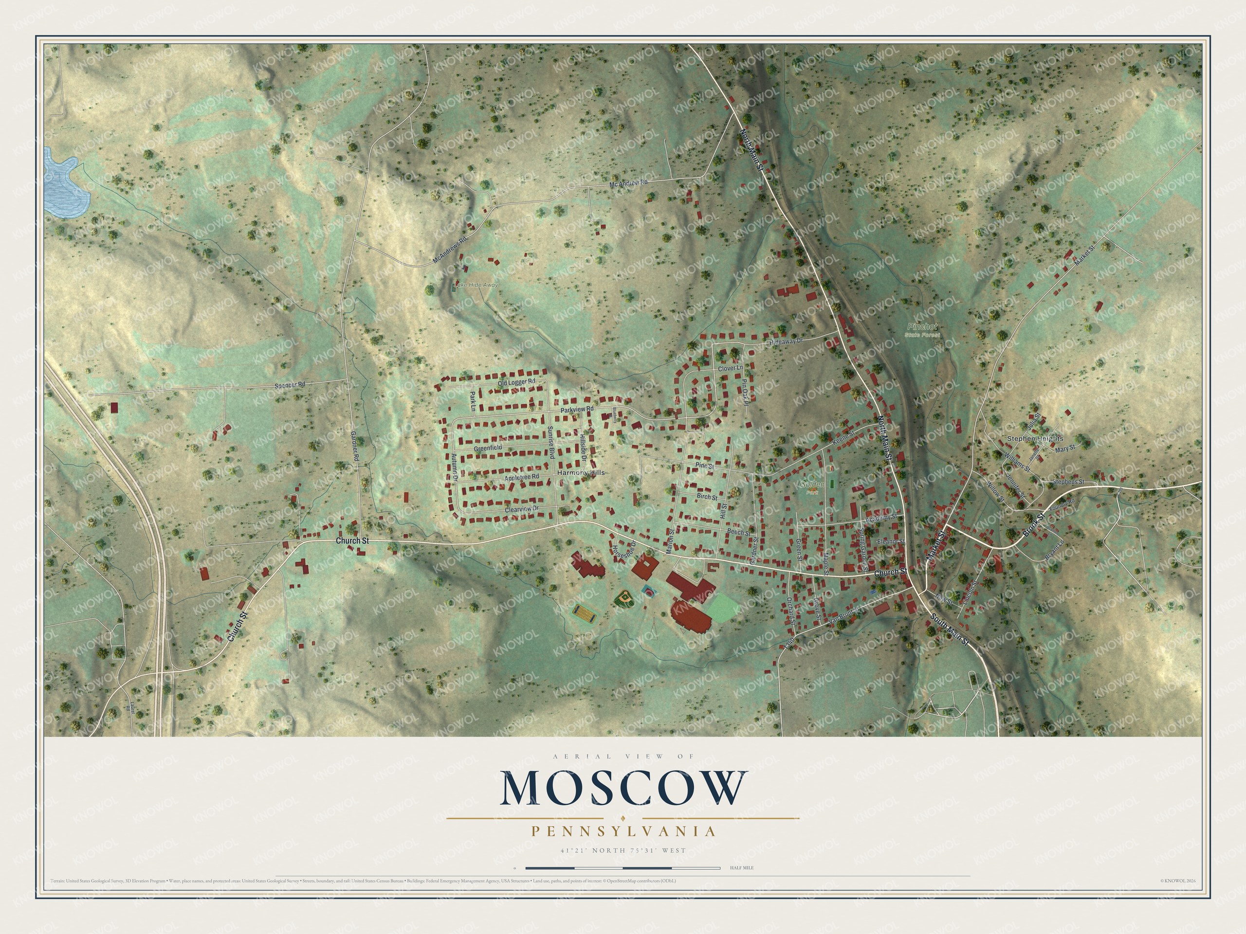 Watermarked full-map preview of Moscow, Pennsylvania