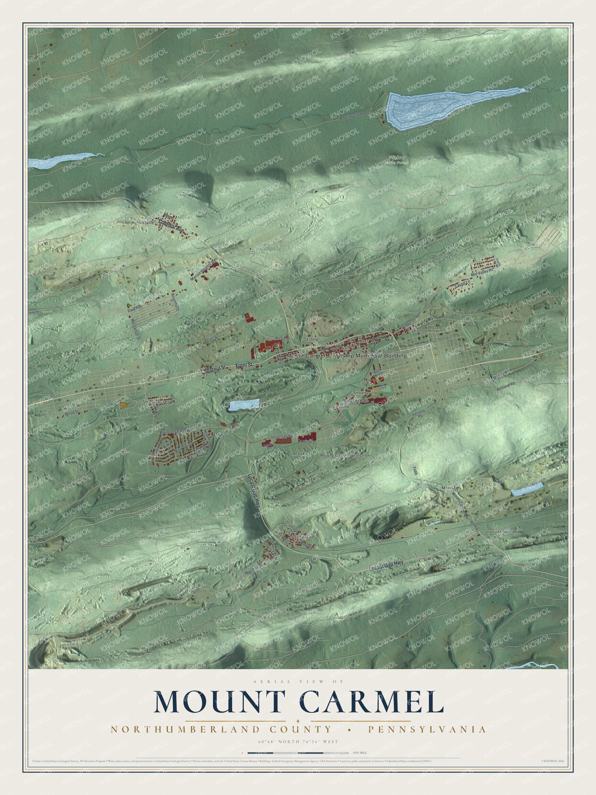 Watermarked full-map preview of Mount Carmel, Pennsylvania