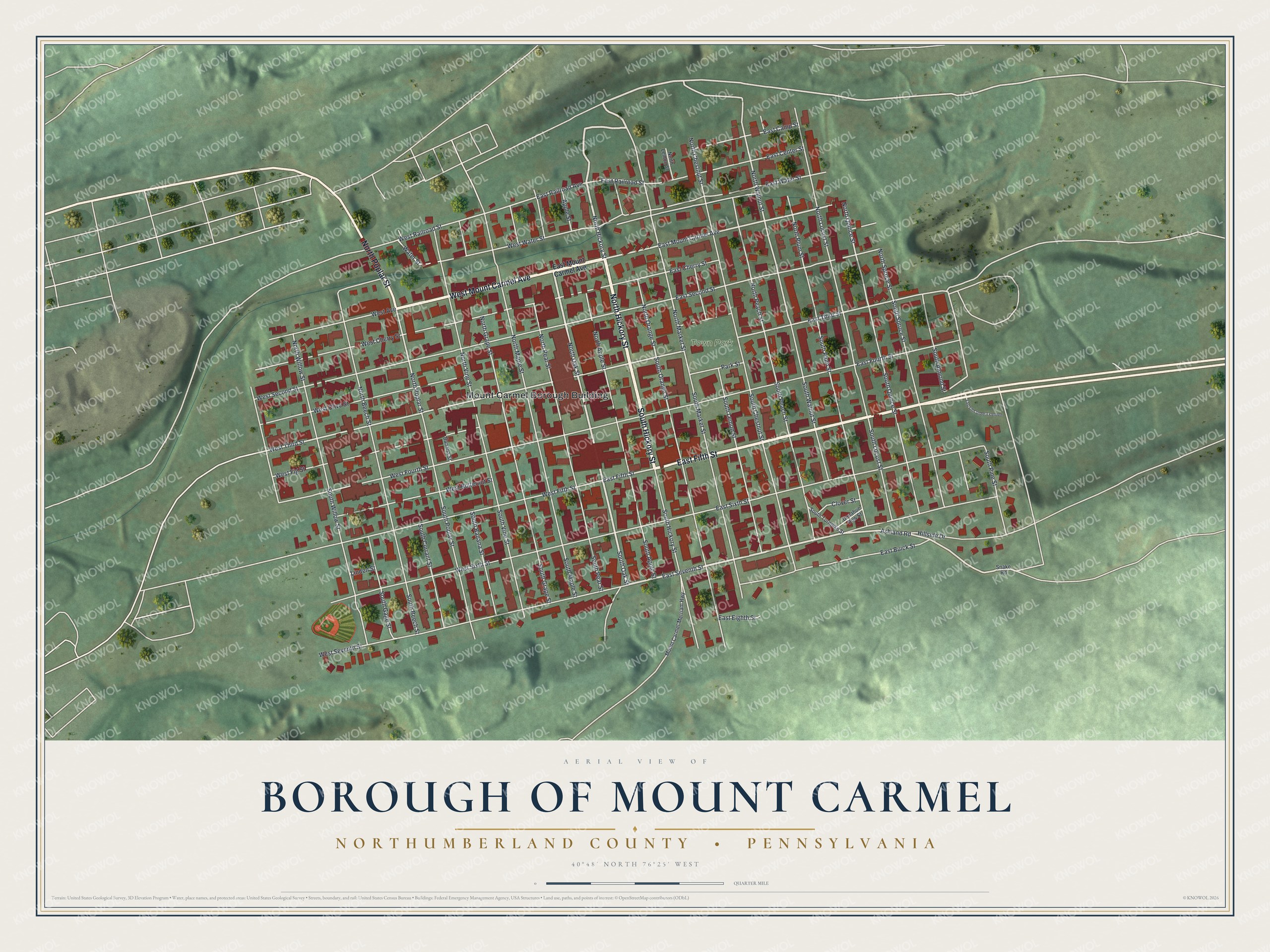 Watermarked full-map preview of Borough of Mount Carmel, Pennsylvania