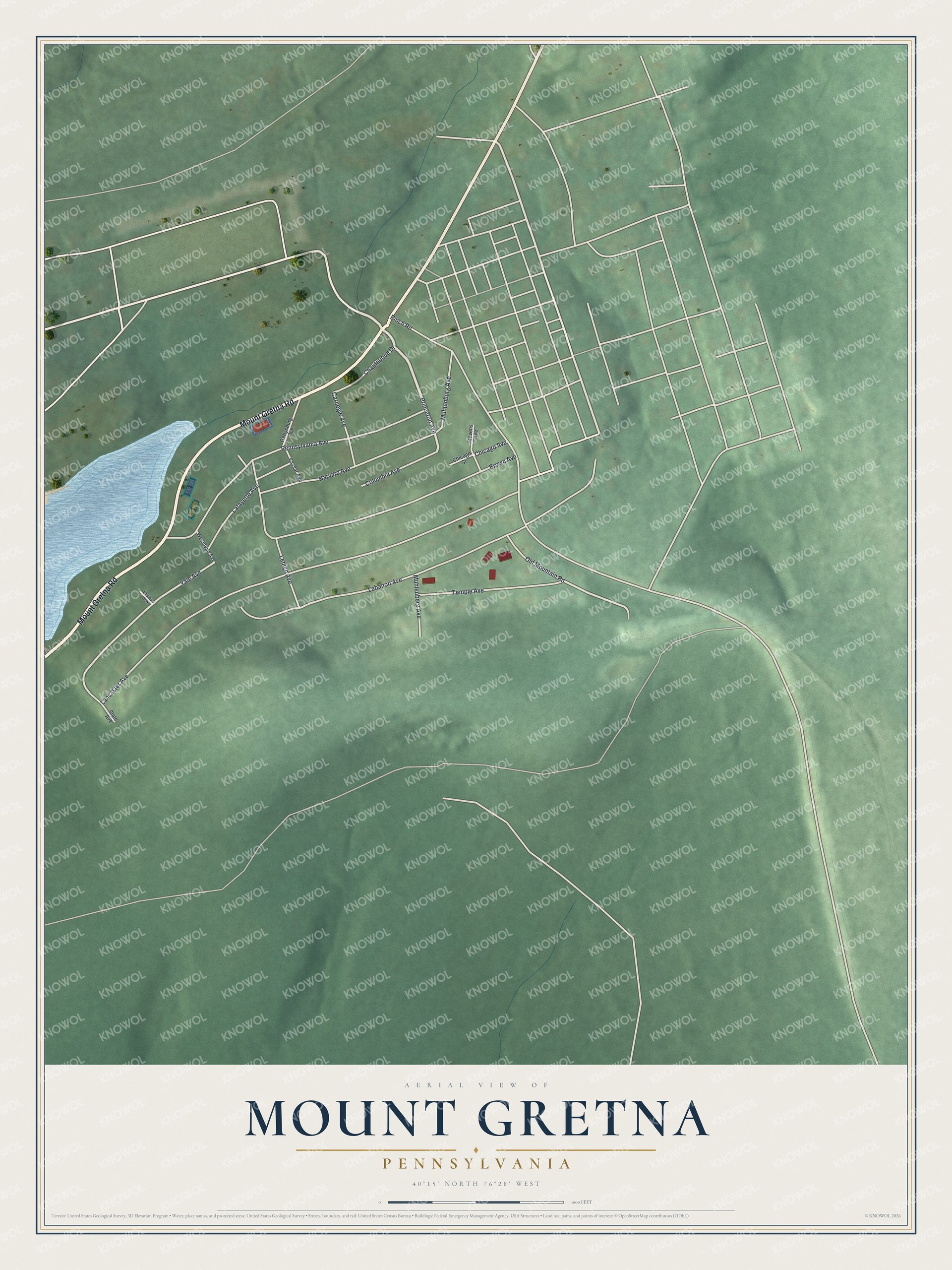 Watermarked full-map preview of Mount Gretna, Pennsylvania
