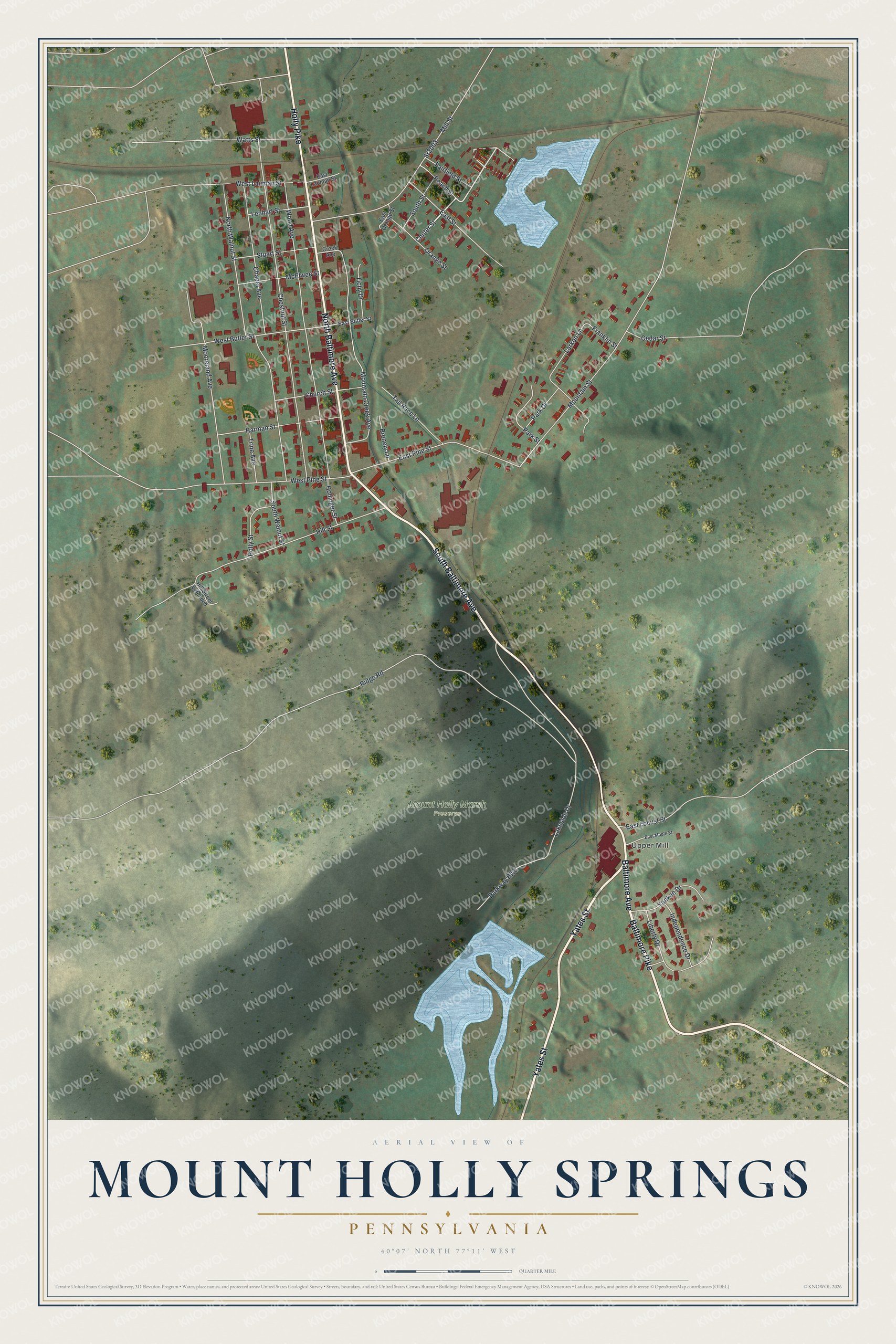 Watermarked full-map preview of Mount Holly Springs, Pennsylvania