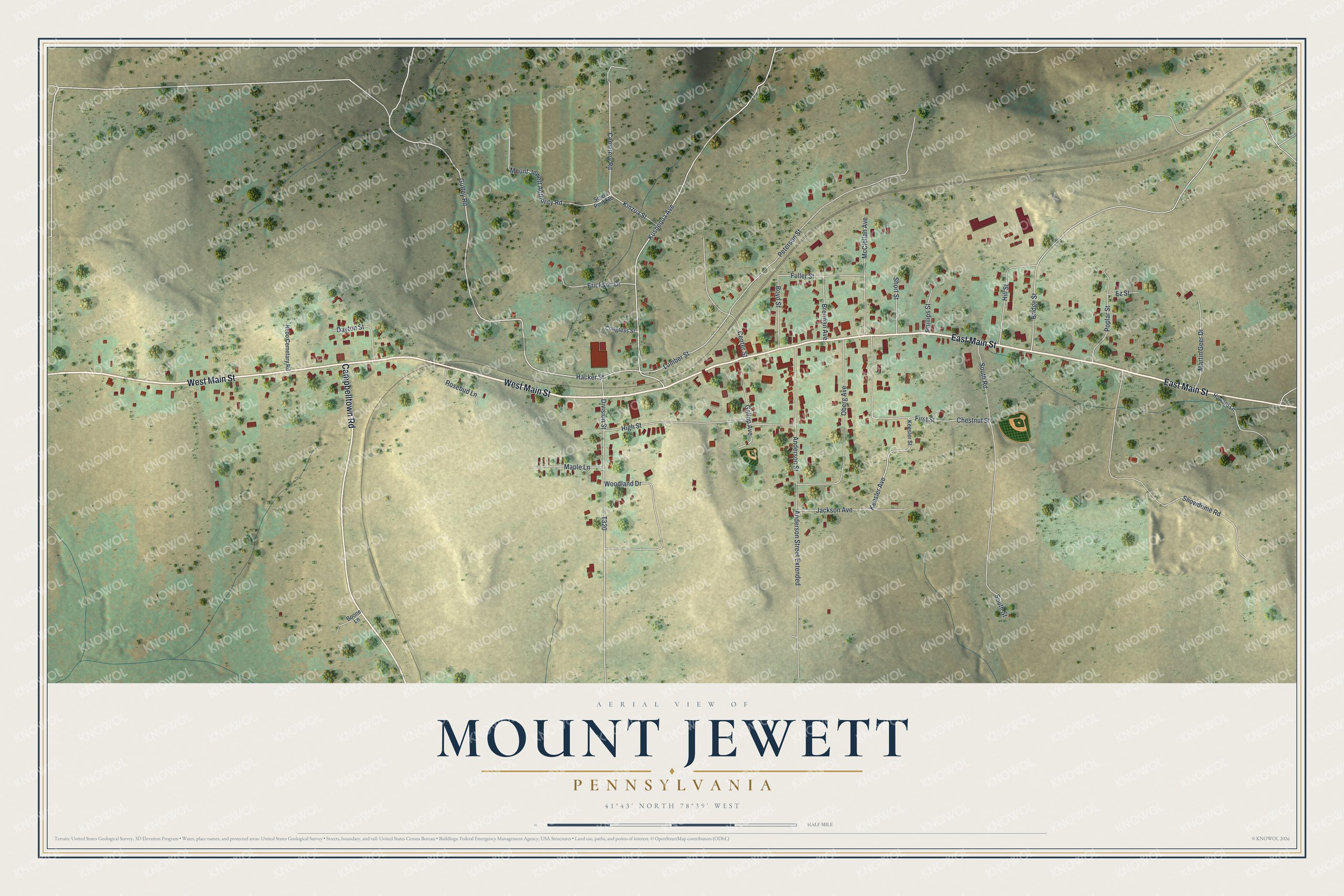 Watermarked full-map preview of Mount Jewett, Pennsylvania