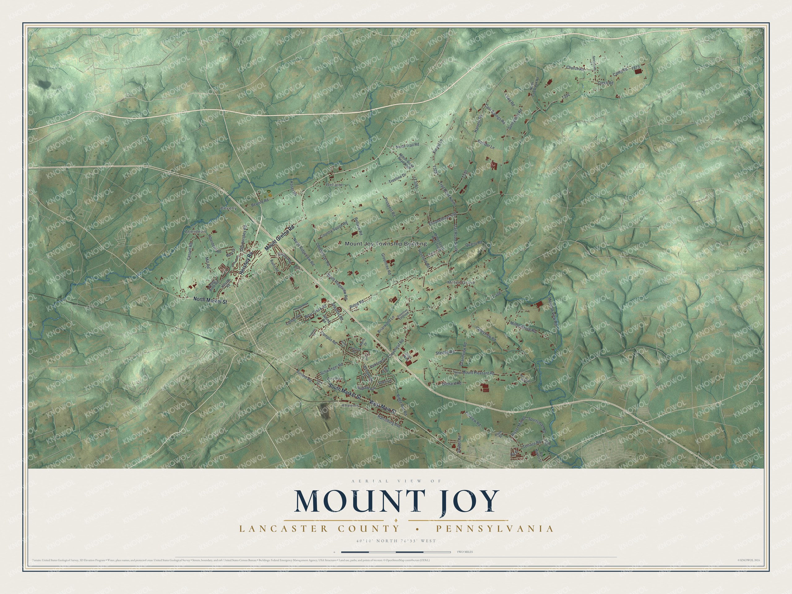 Watermarked full-map preview of Mount Joy, Pennsylvania