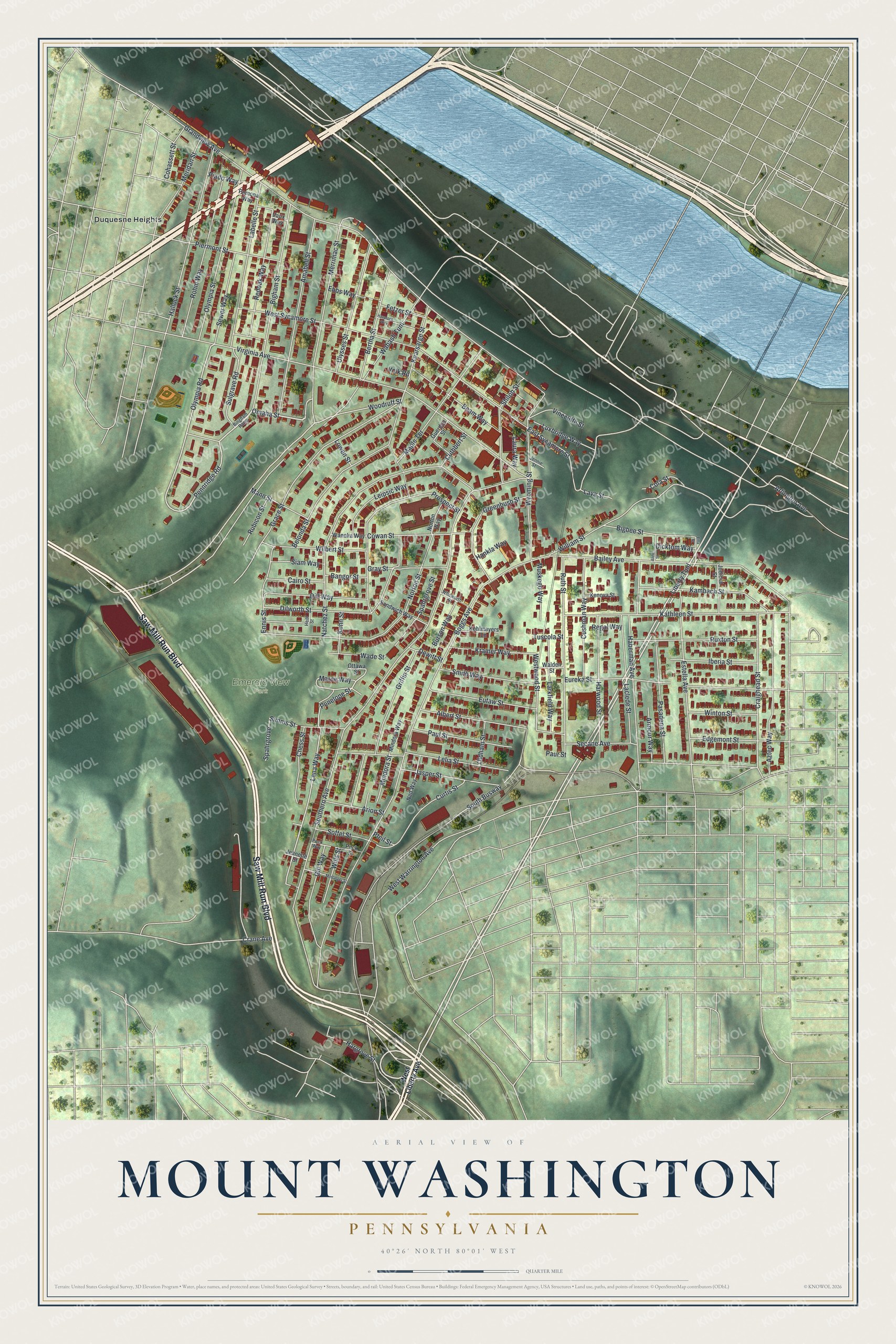 Watermarked full-map preview of Mount Washington, Pennsylvania
