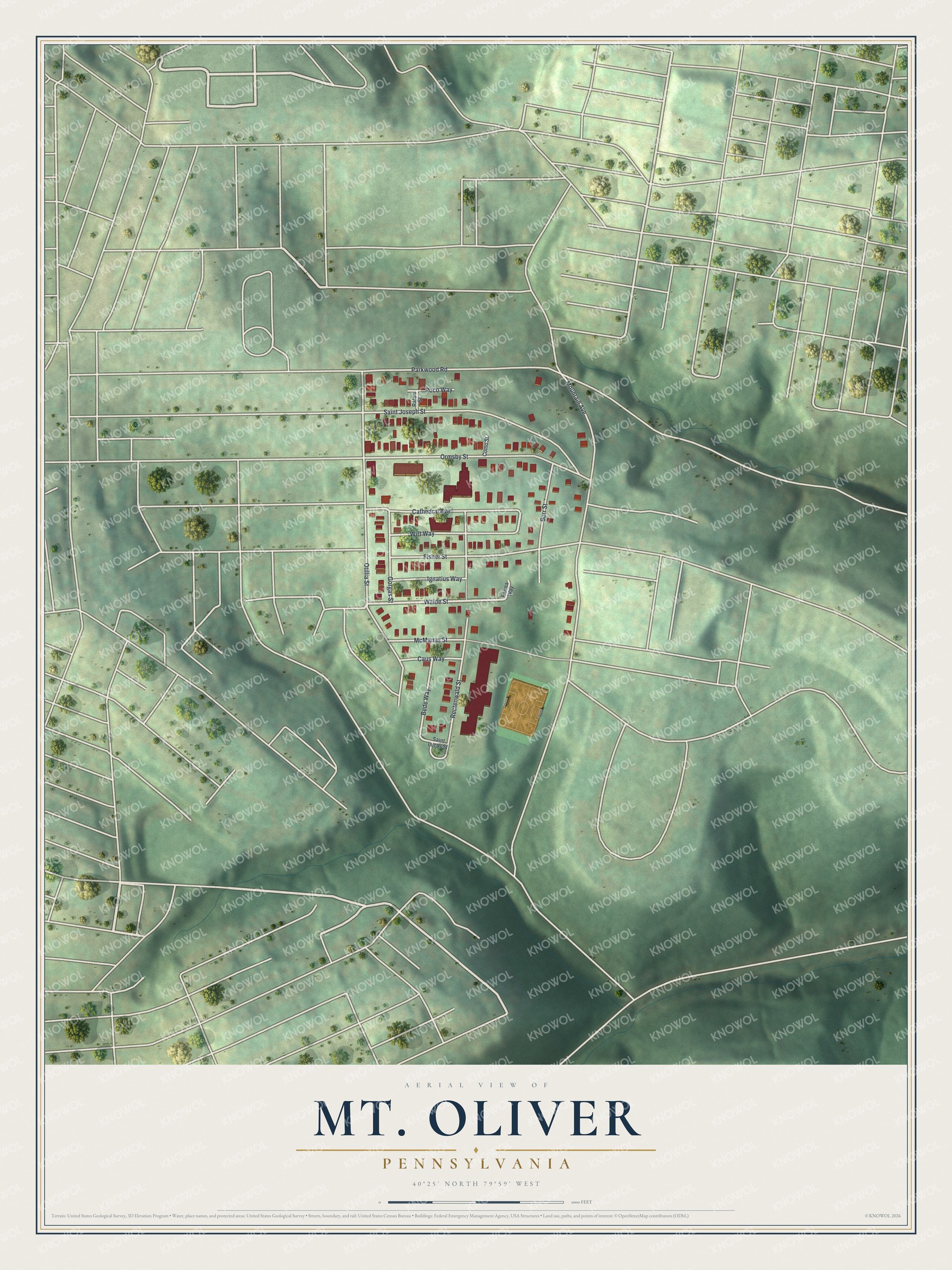 Watermarked full-map preview of Mt. Oliver, Pennsylvania