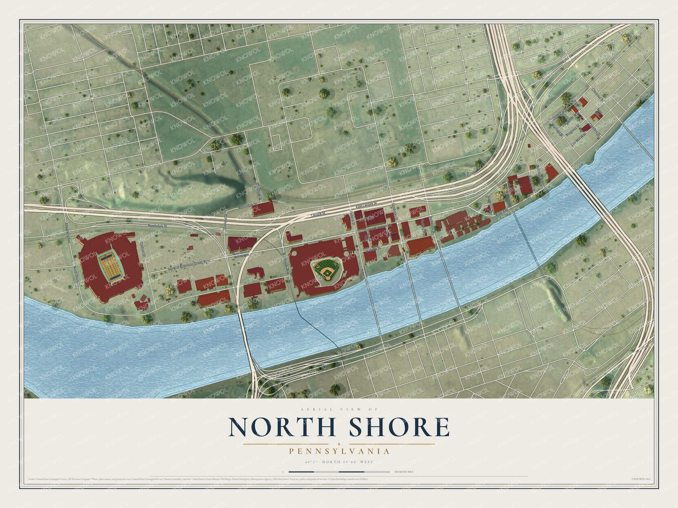 Watermarked full-map preview of North Shore, Pennsylvania