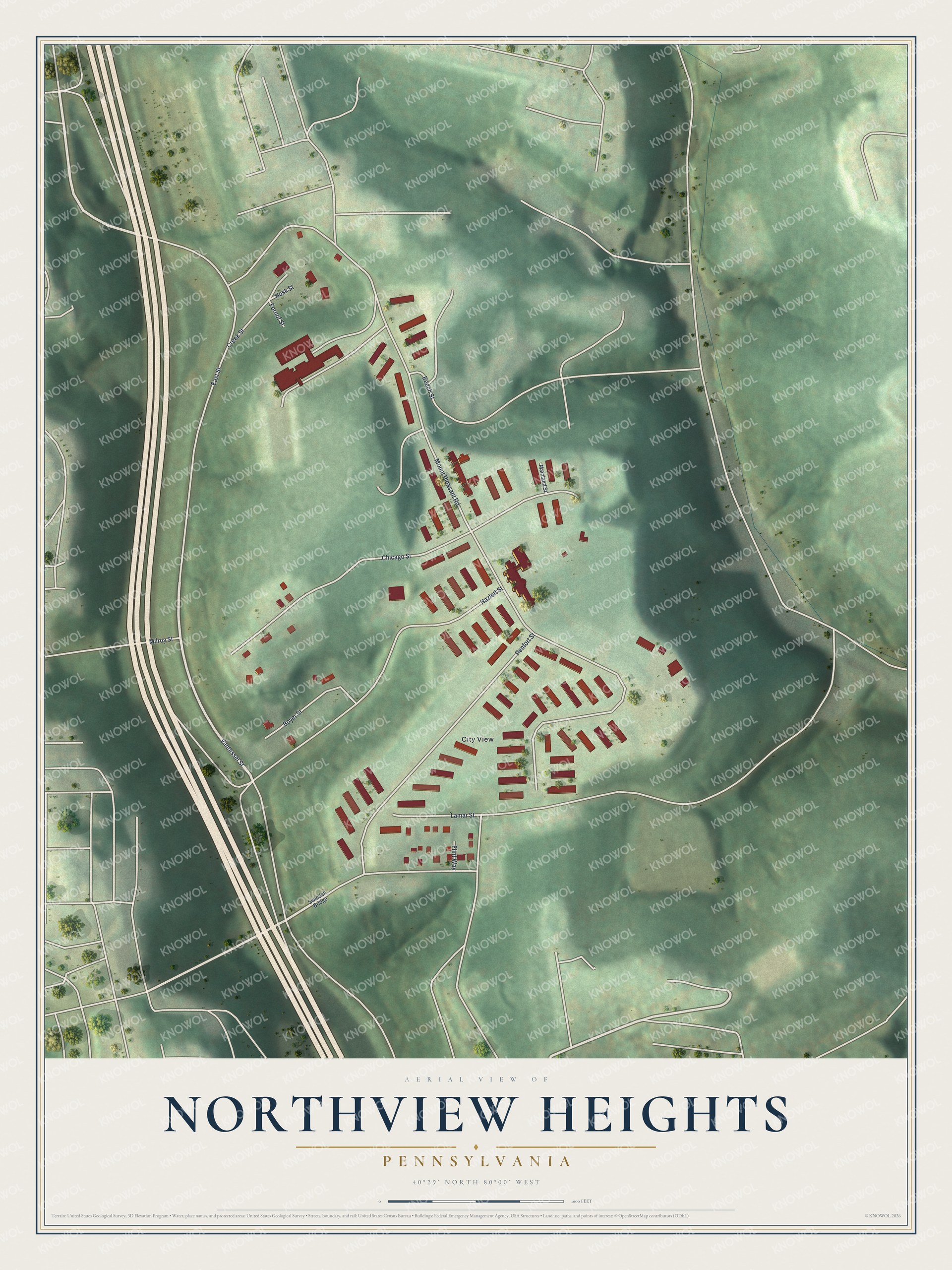 Watermarked full-map preview of Northview Heights, Pennsylvania