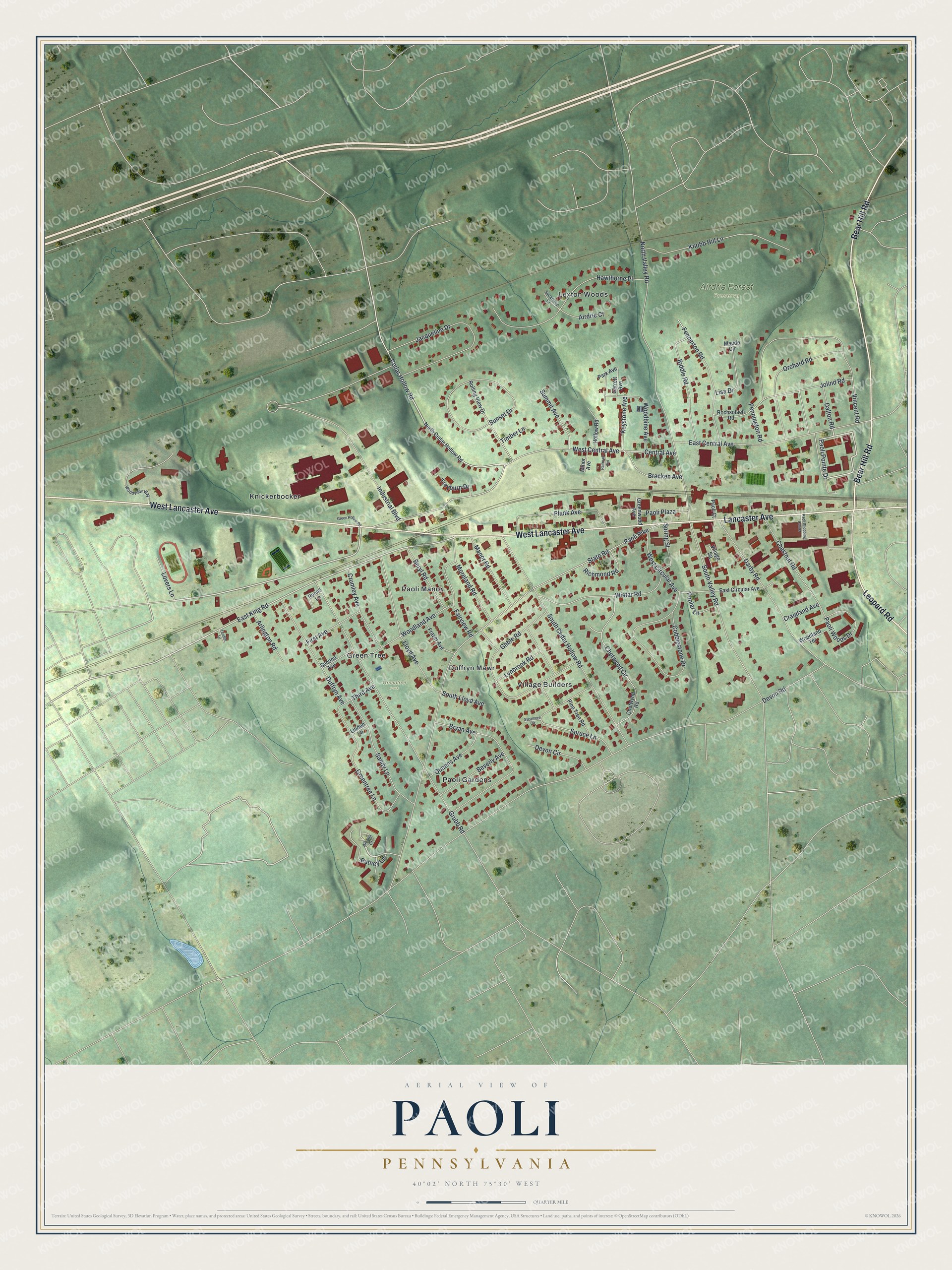 Watermarked full-map preview of Paoli, Pennsylvania
