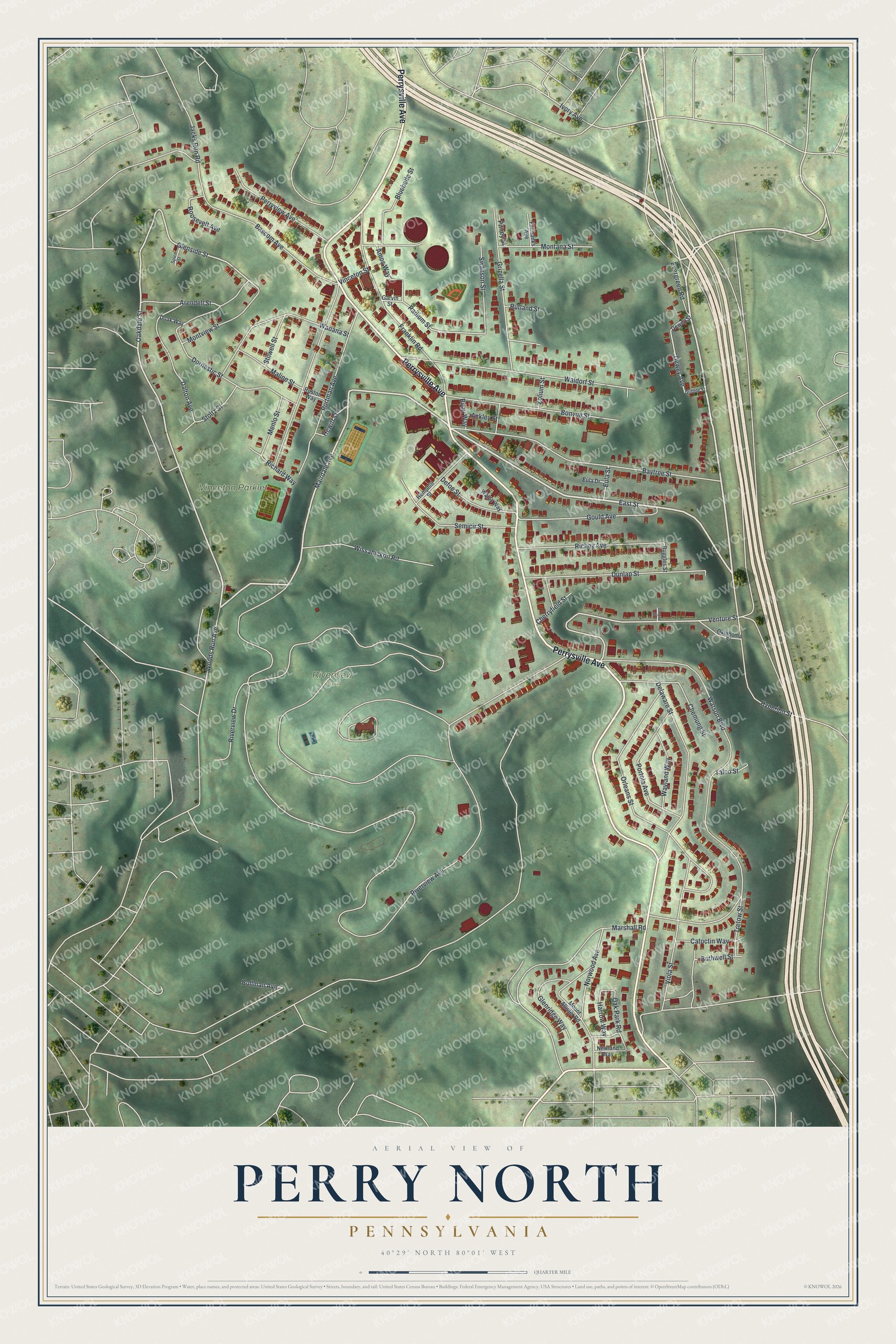 Watermarked full-map preview of Perry North, Pennsylvania