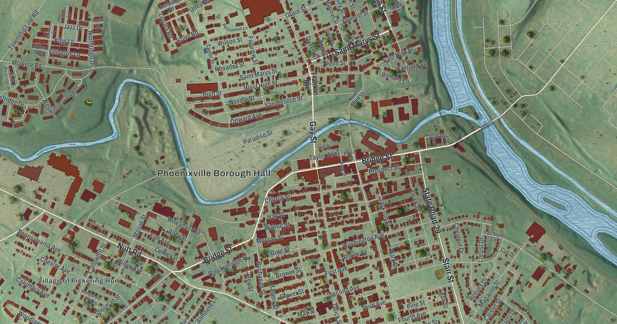 Map of Phoenixville Borough, Pennsylvania in 2026