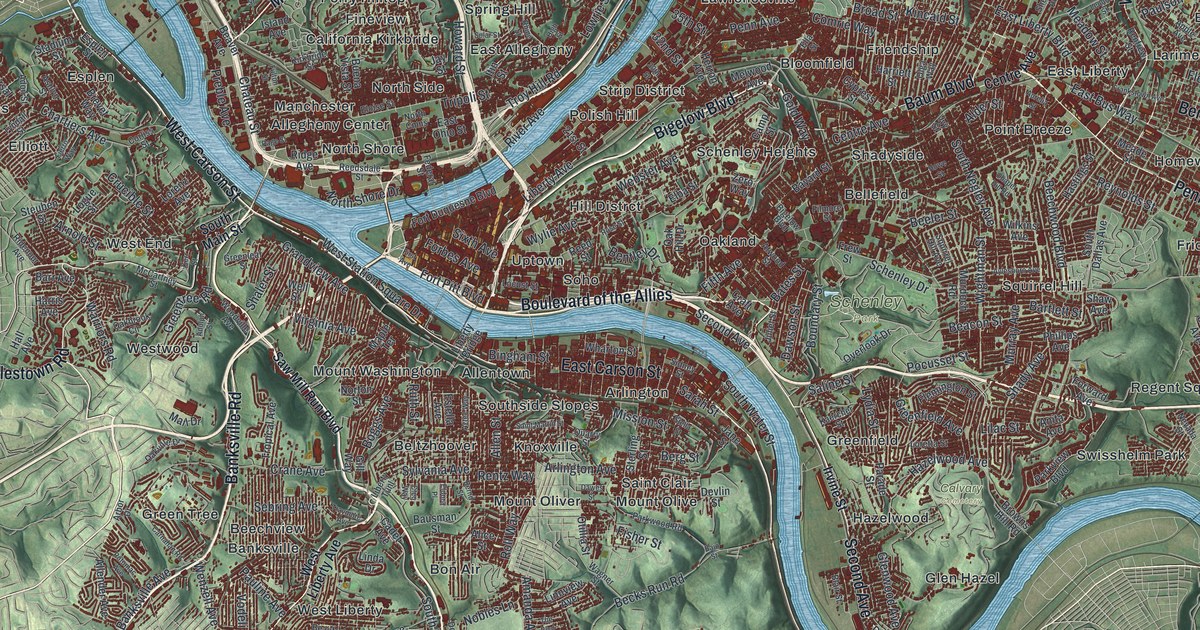 Map of Pittsburgh, Pennsylvania in 2026