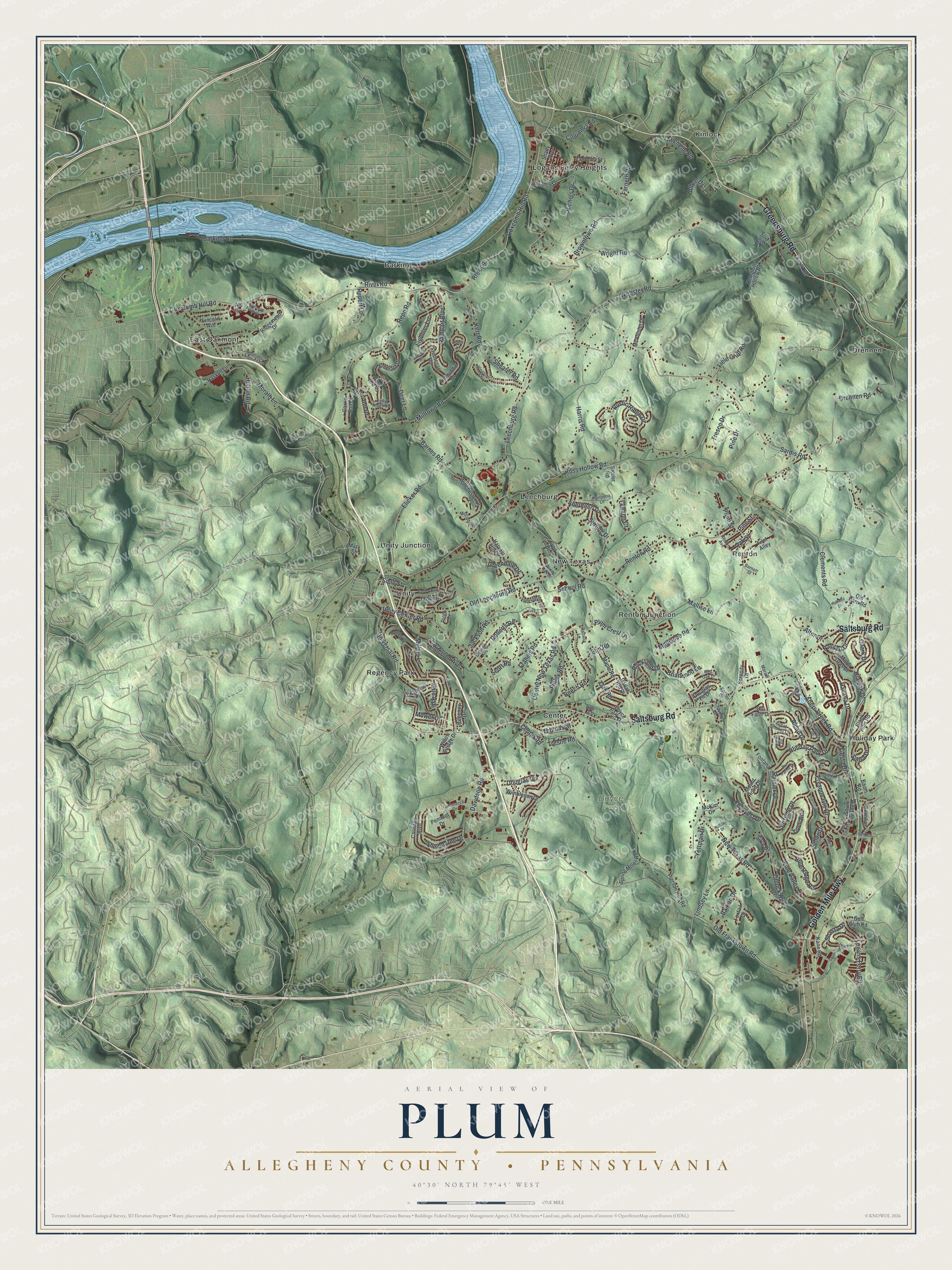 Watermarked full-map preview of Plum, Pennsylvania
