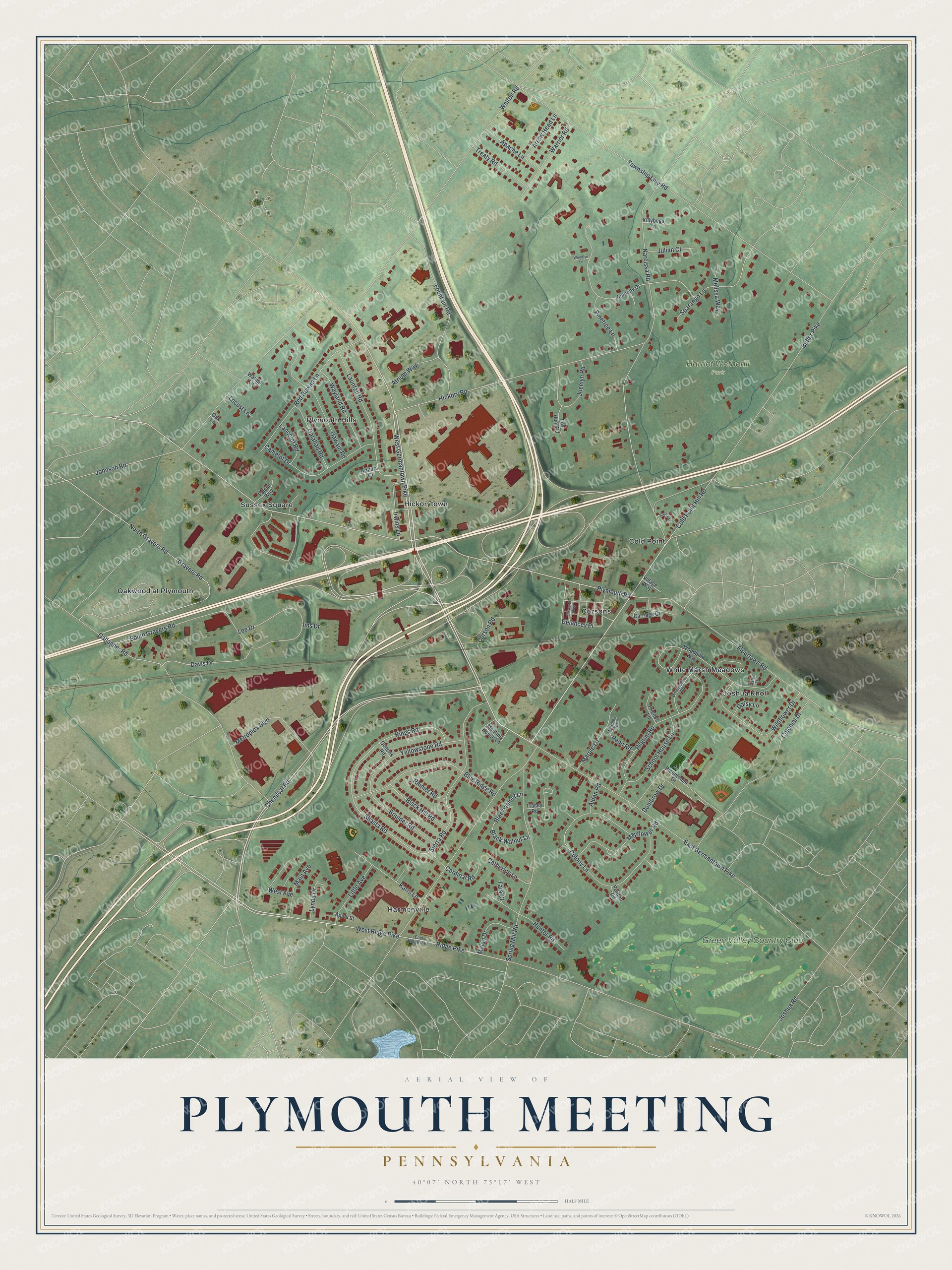Watermarked full-map preview of Plymouth Meeting, Pennsylvania