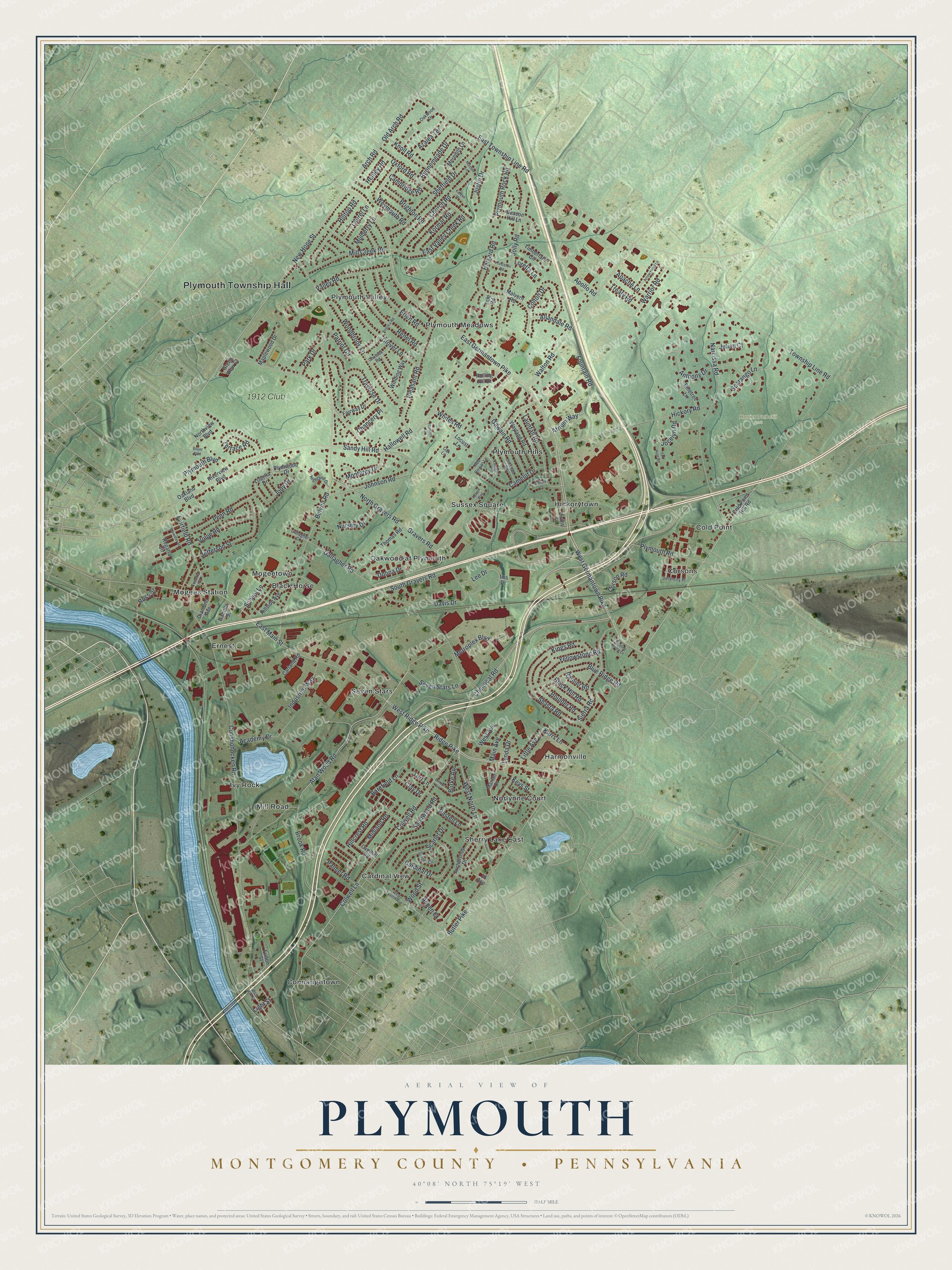 Watermarked full-map preview of Plymouth, Pennsylvania
