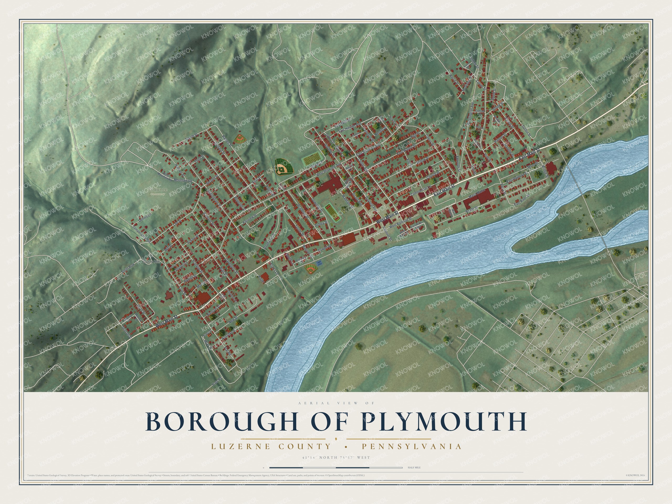 Watermarked full-map preview of Borough of Plymouth, Pennsylvania