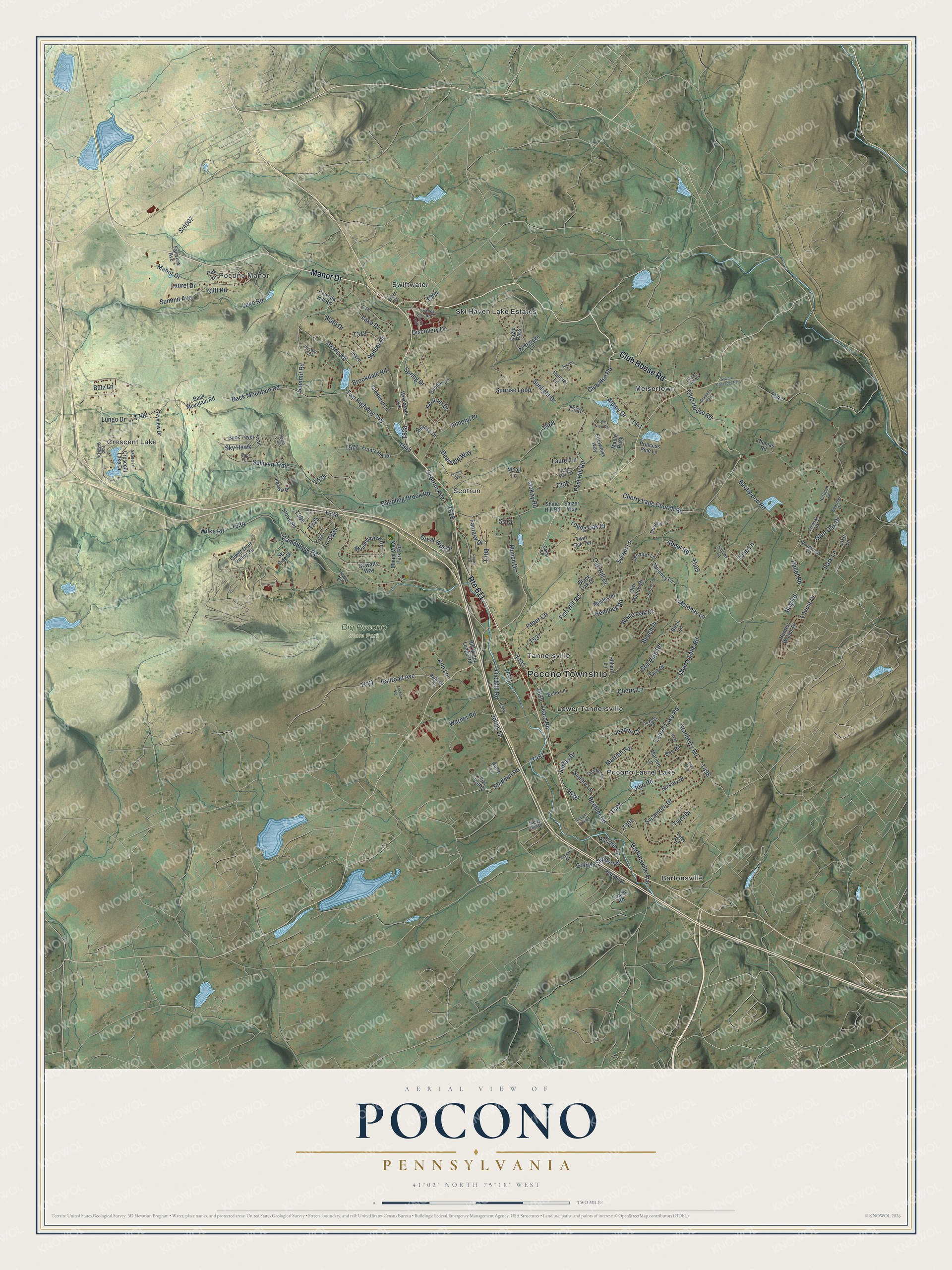 Watermarked full-map preview of Pocono, Pennsylvania