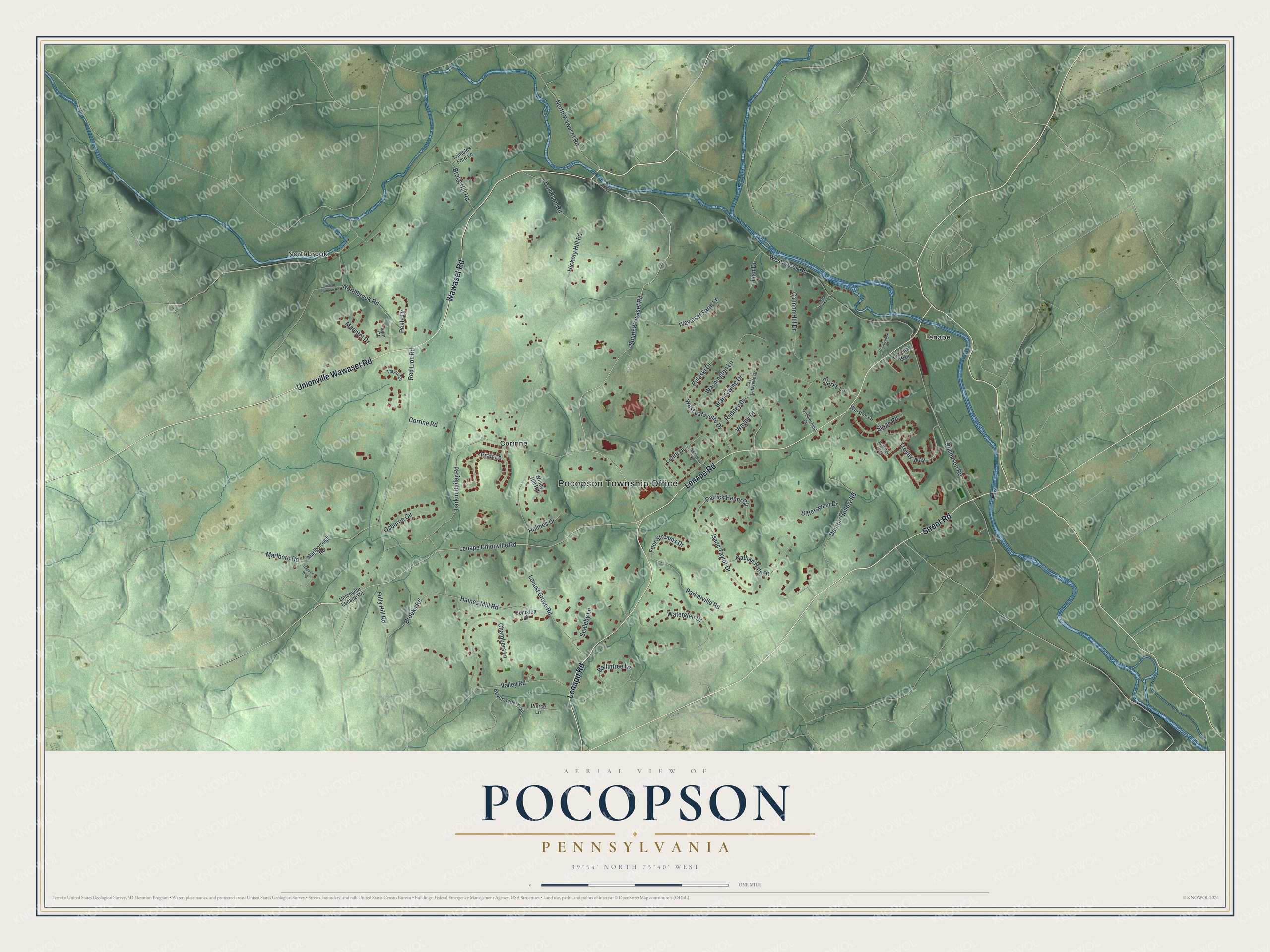 Watermarked full-map preview of Pocopson, Pennsylvania