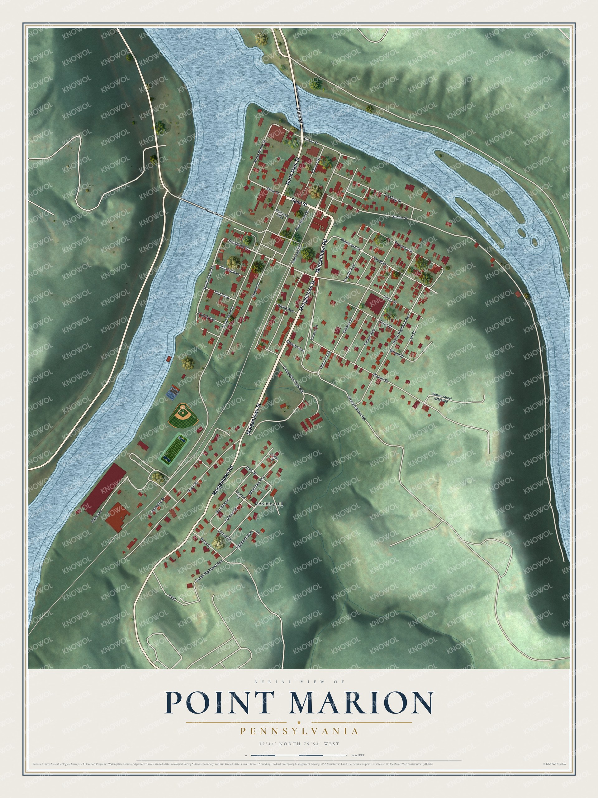 Watermarked full-map preview of Point Marion, Pennsylvania