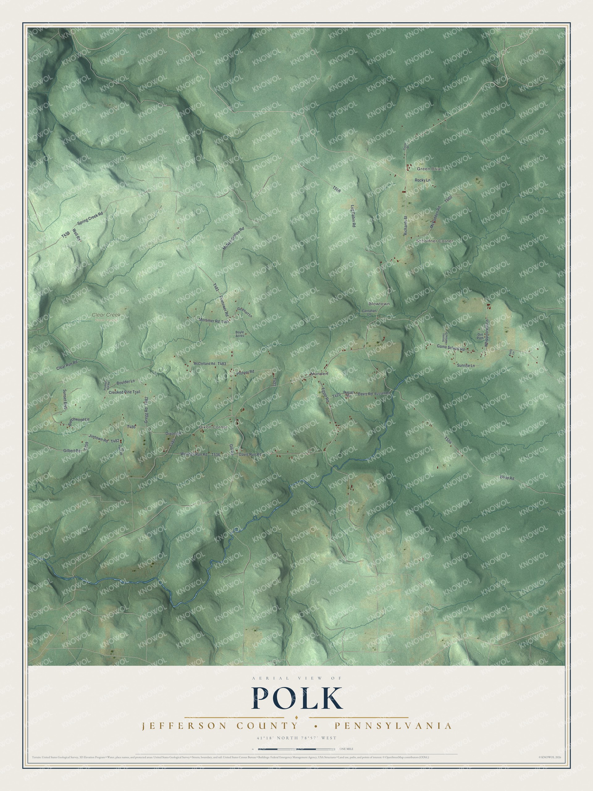 Watermarked full-map preview of Polk, Pennsylvania