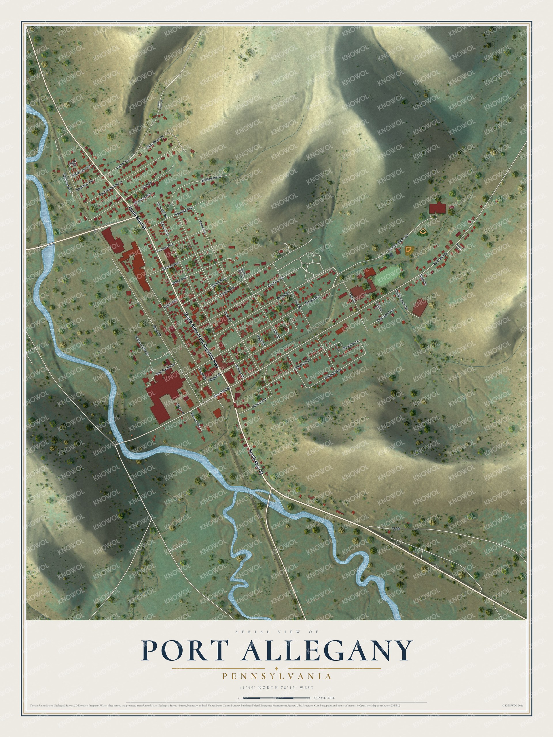 Watermarked full-map preview of Port Allegany, Pennsylvania