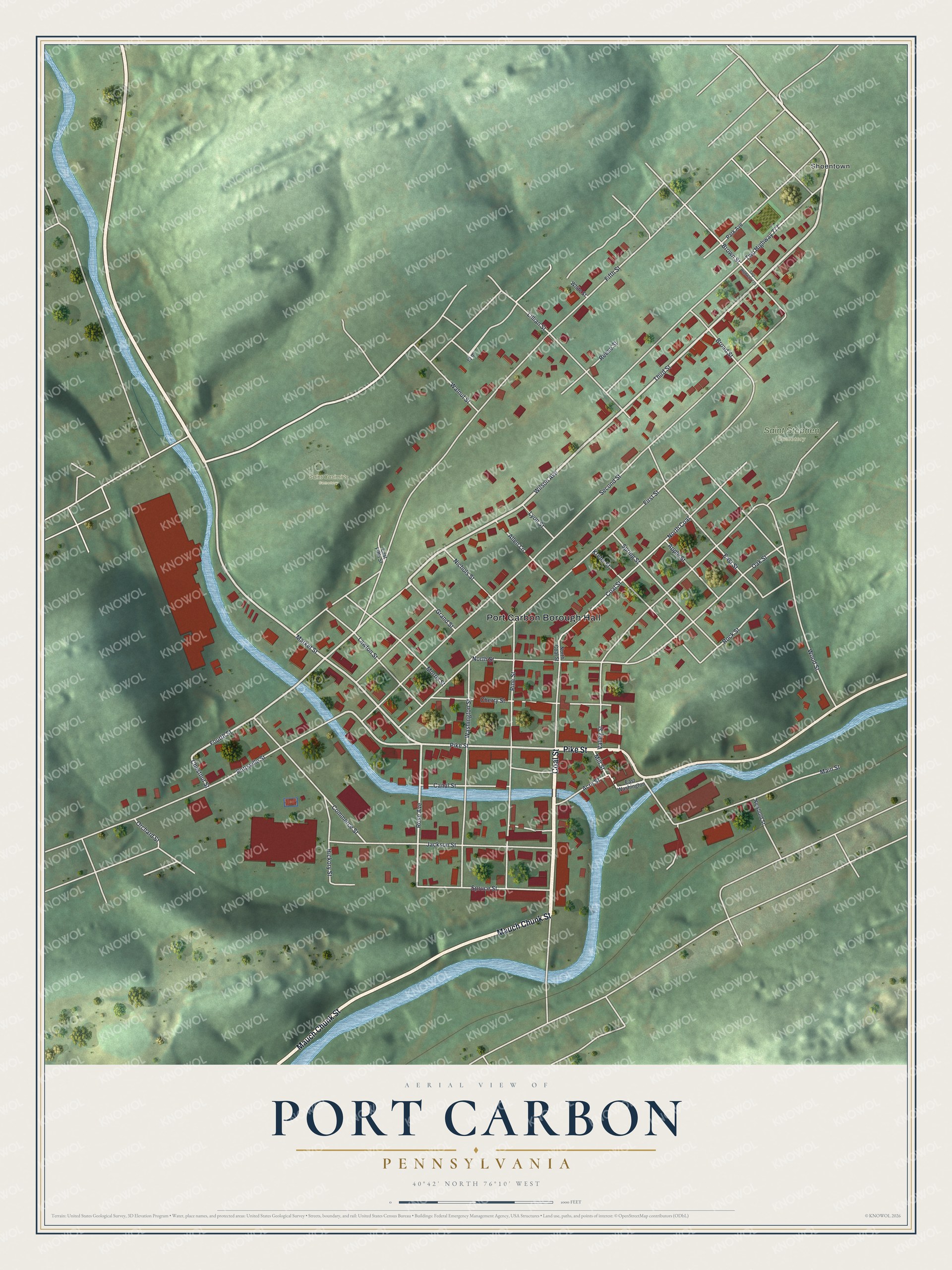 Watermarked full-map preview of Port Carbon, Pennsylvania