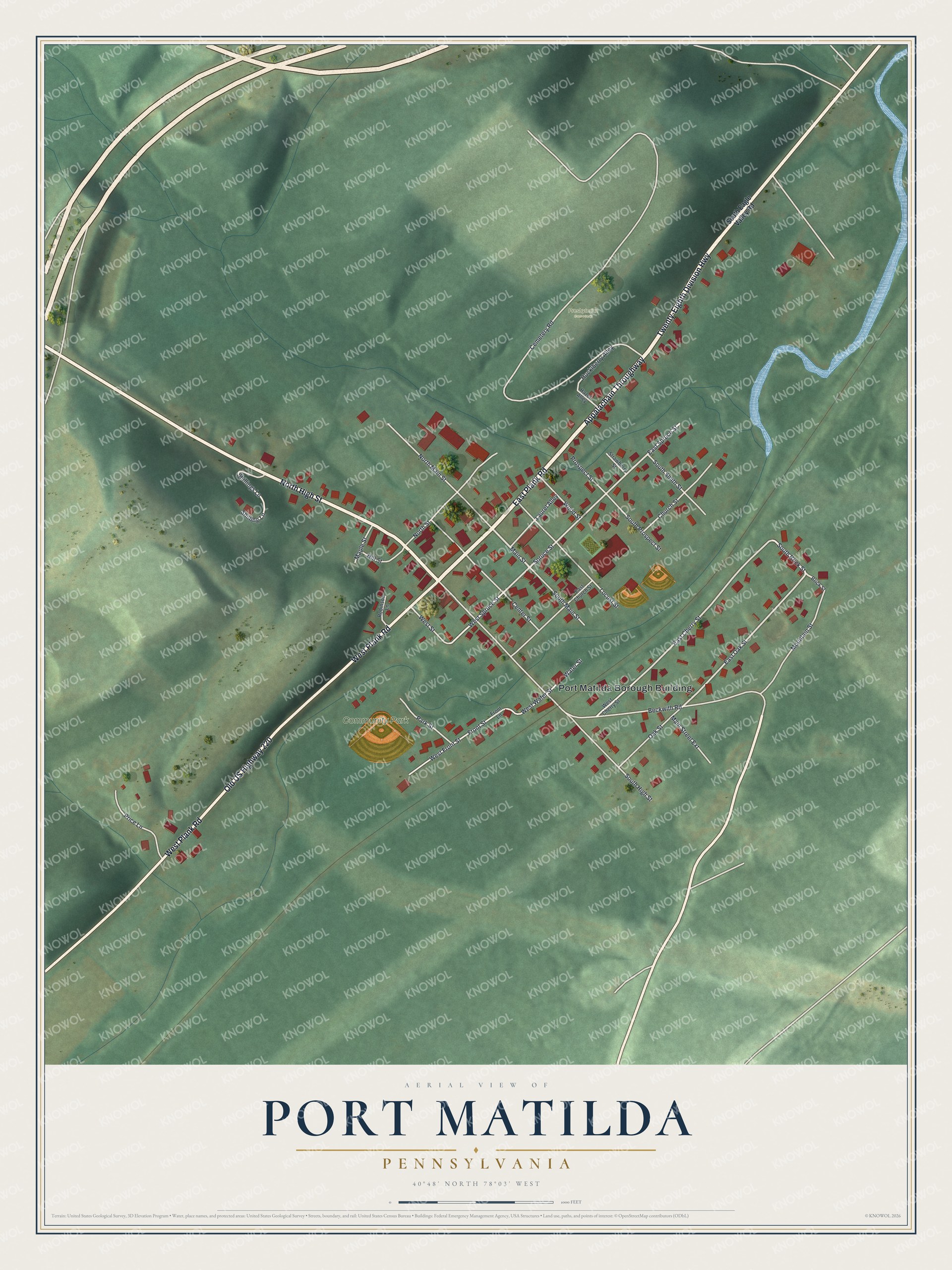 Watermarked full-map preview of Port Matilda, Pennsylvania