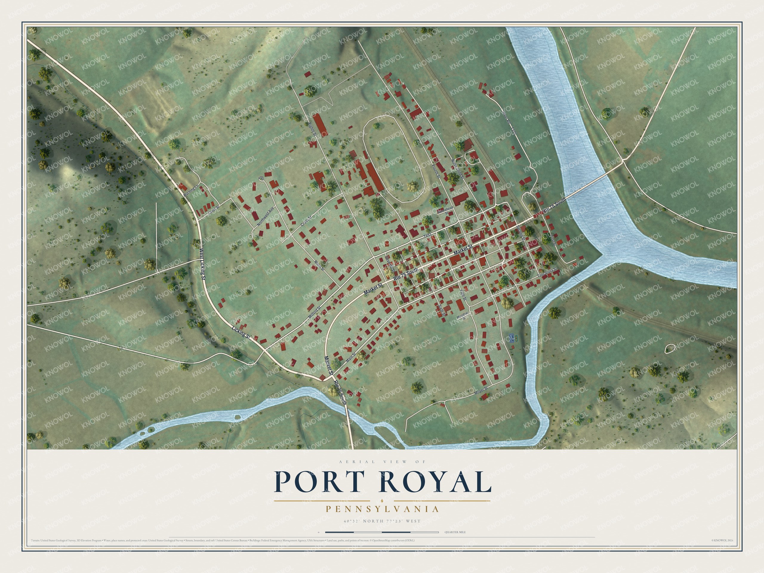 Watermarked full-map preview of Port Royal, Pennsylvania