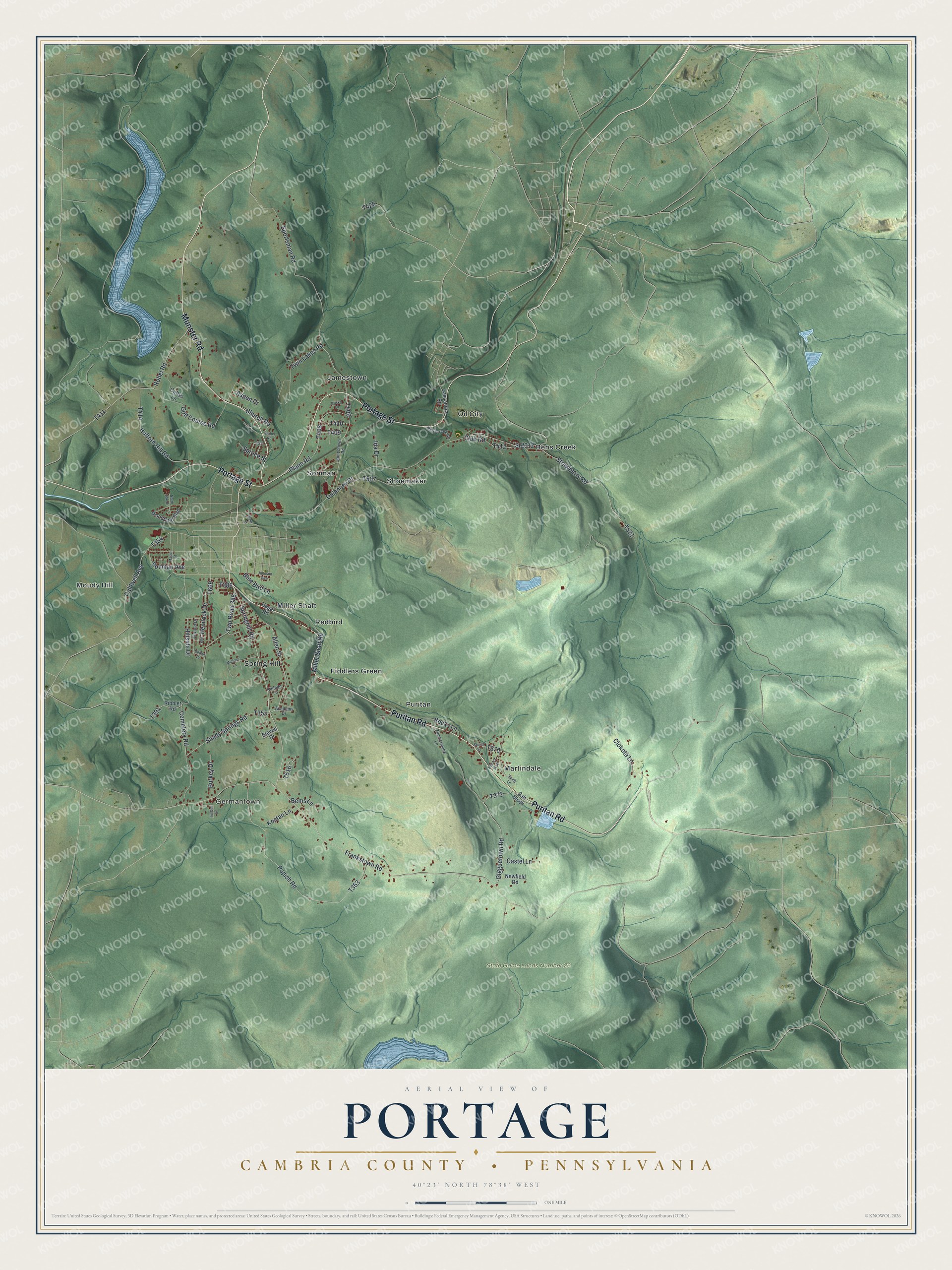 Watermarked full-map preview of Portage, Pennsylvania