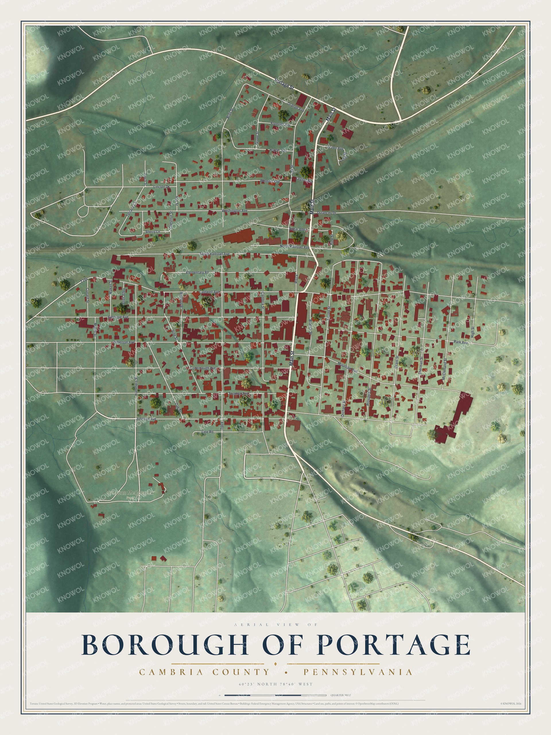 Watermarked full-map preview of Borough of Portage, Pennsylvania