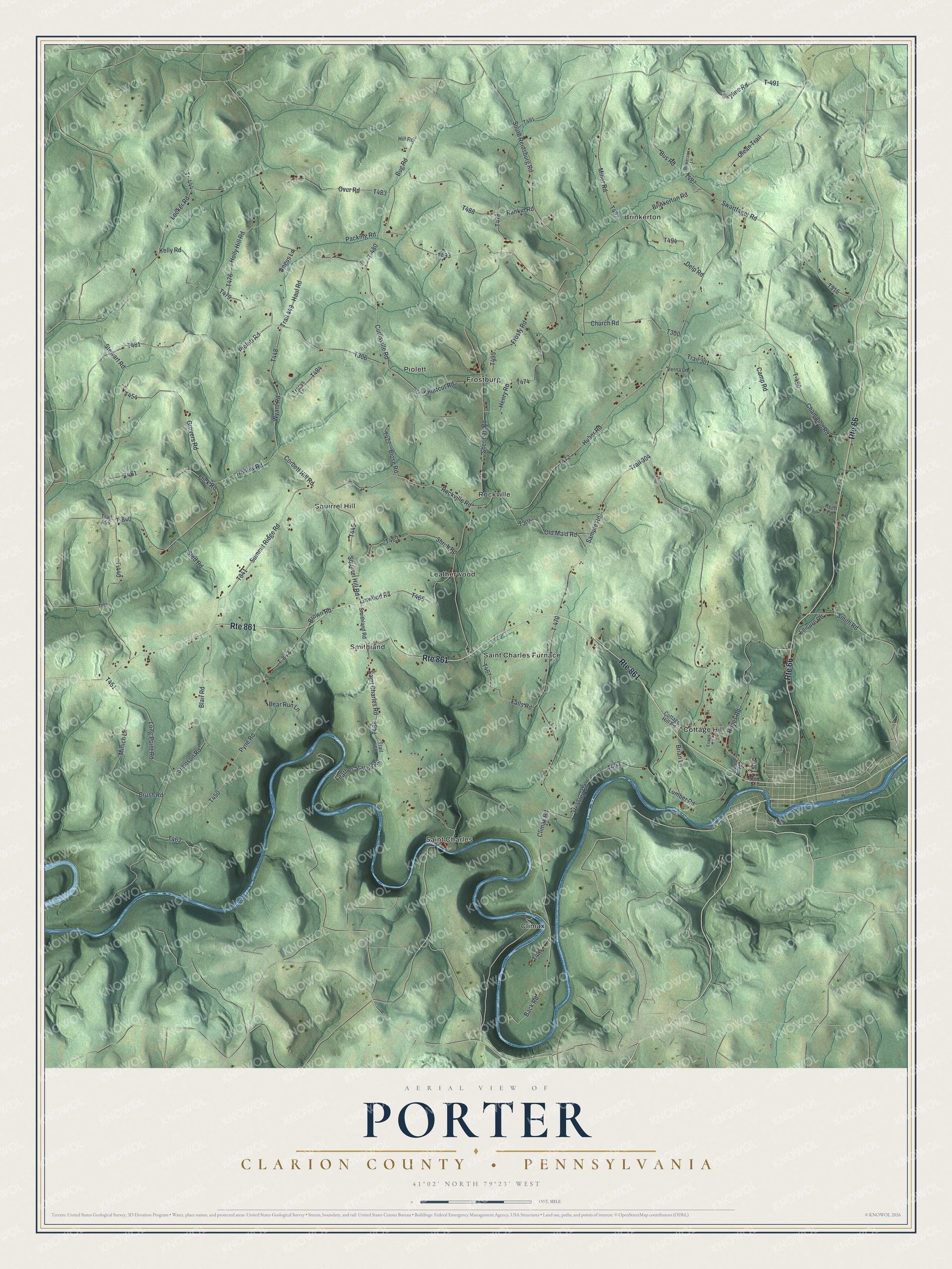 Watermarked full-map preview of Porter, Pennsylvania