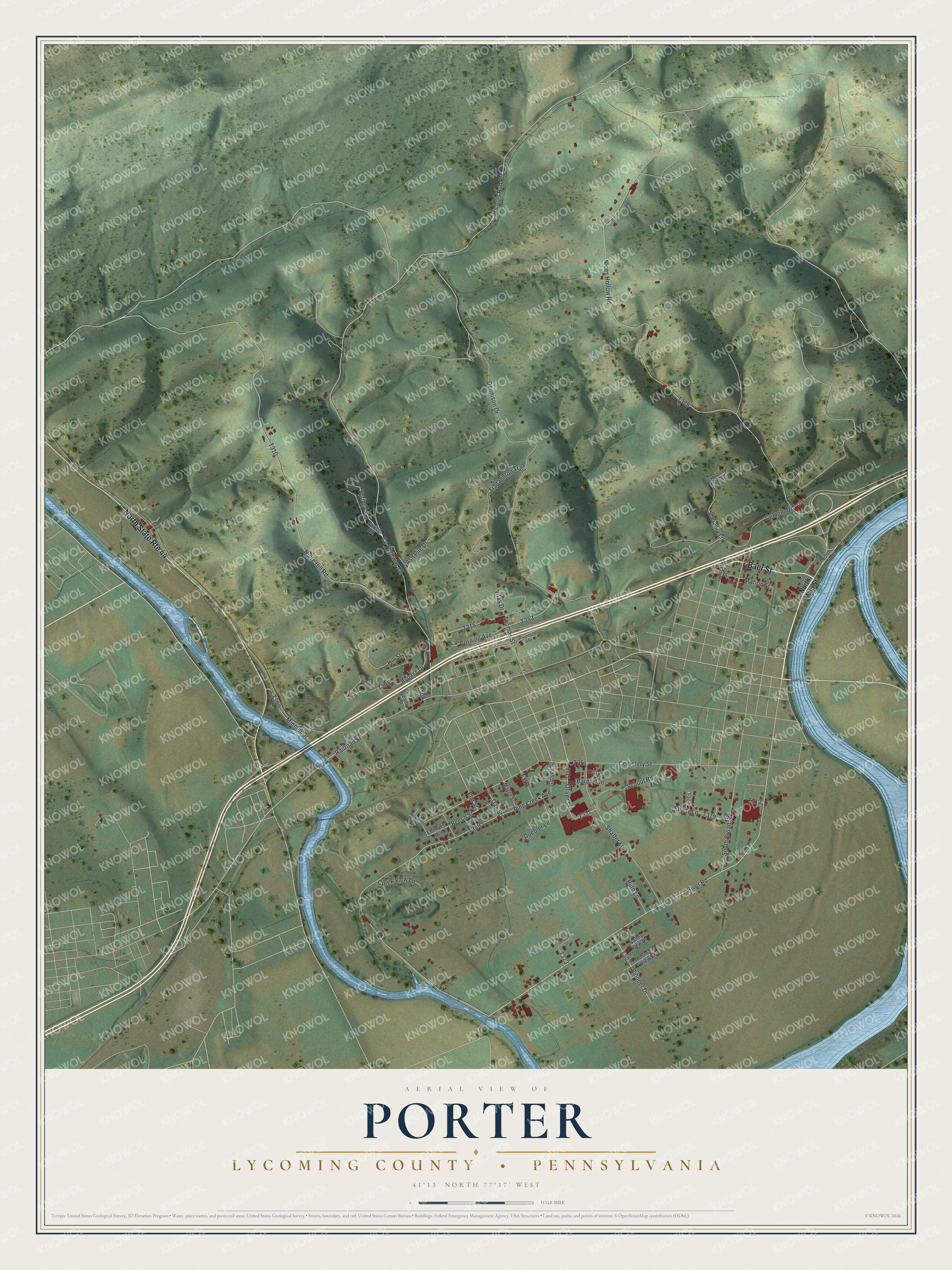 Watermarked full-map preview of Porter, Pennsylvania
