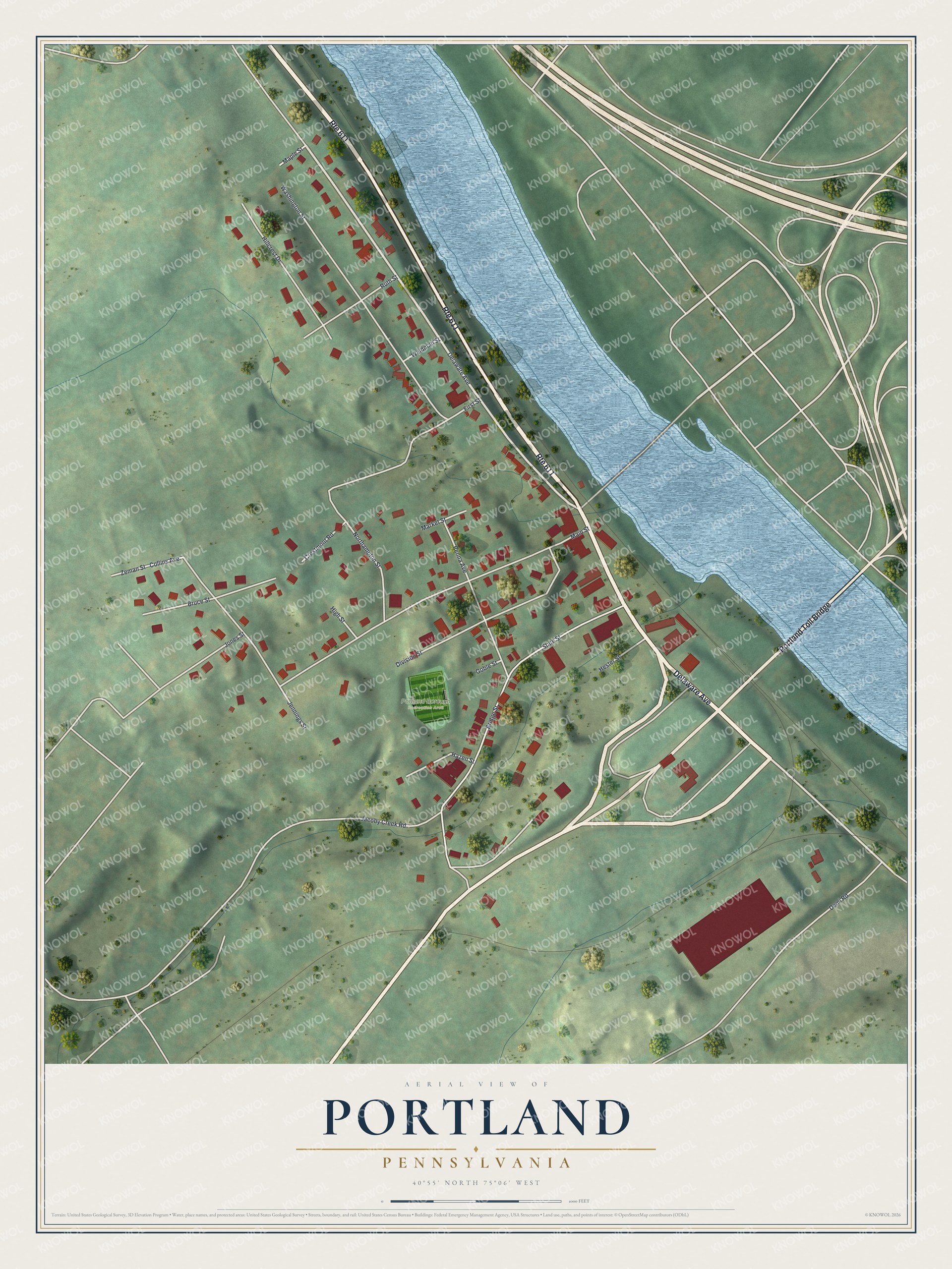 Watermarked full-map preview of Portland, Pennsylvania