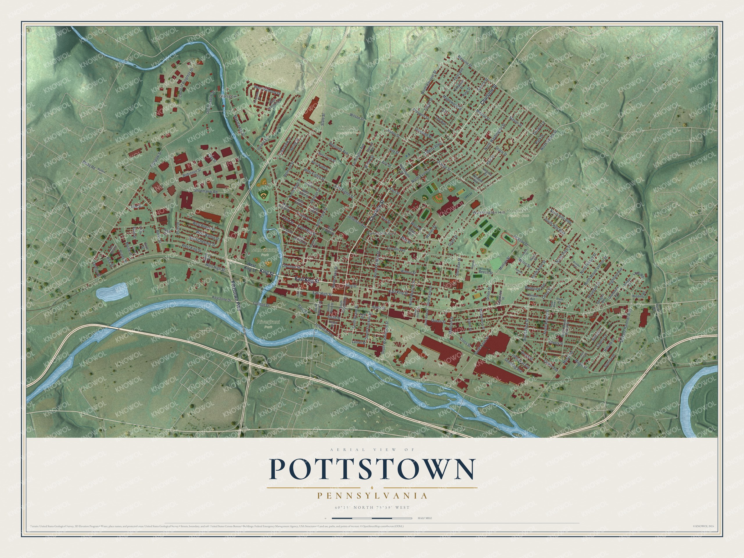 Watermarked full-map preview of Pottstown, Pennsylvania