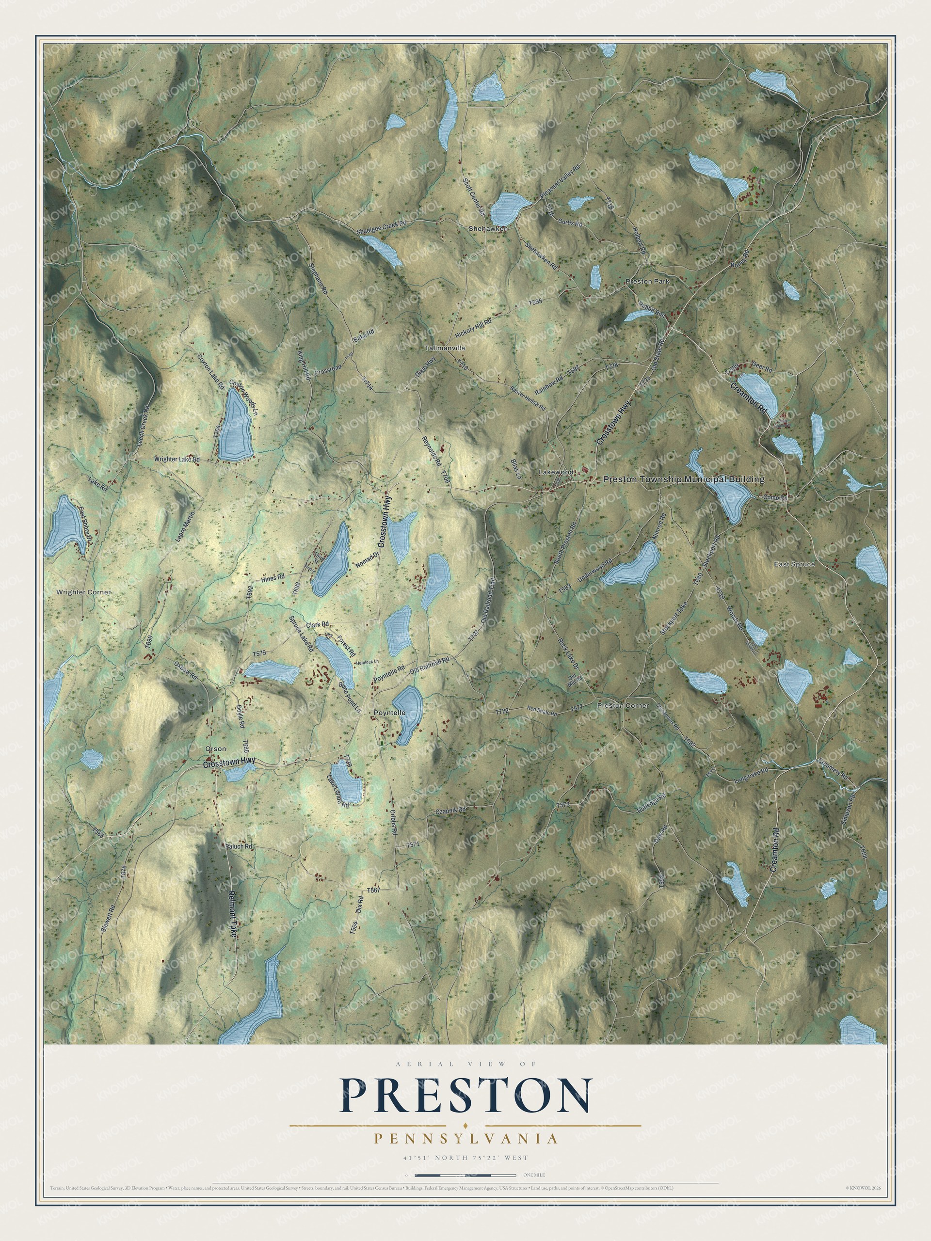 Watermarked full-map preview of Preston, Pennsylvania