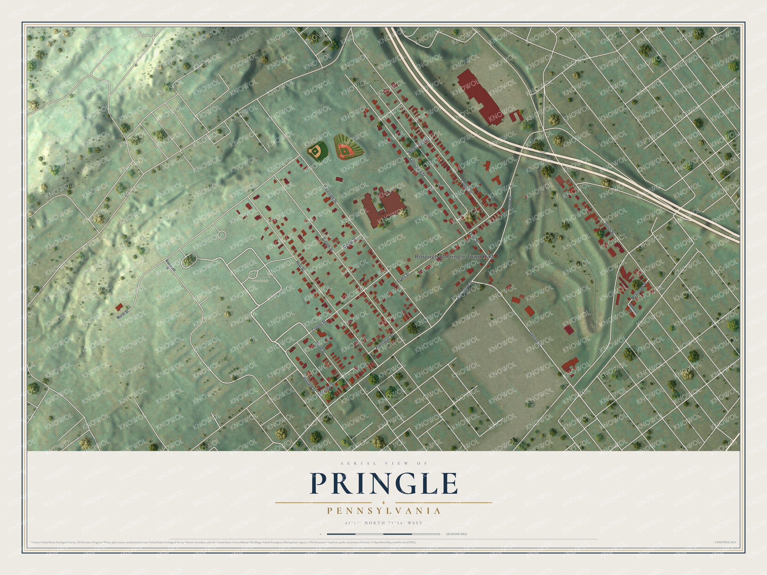 Watermarked full-map preview of Pringle, Pennsylvania