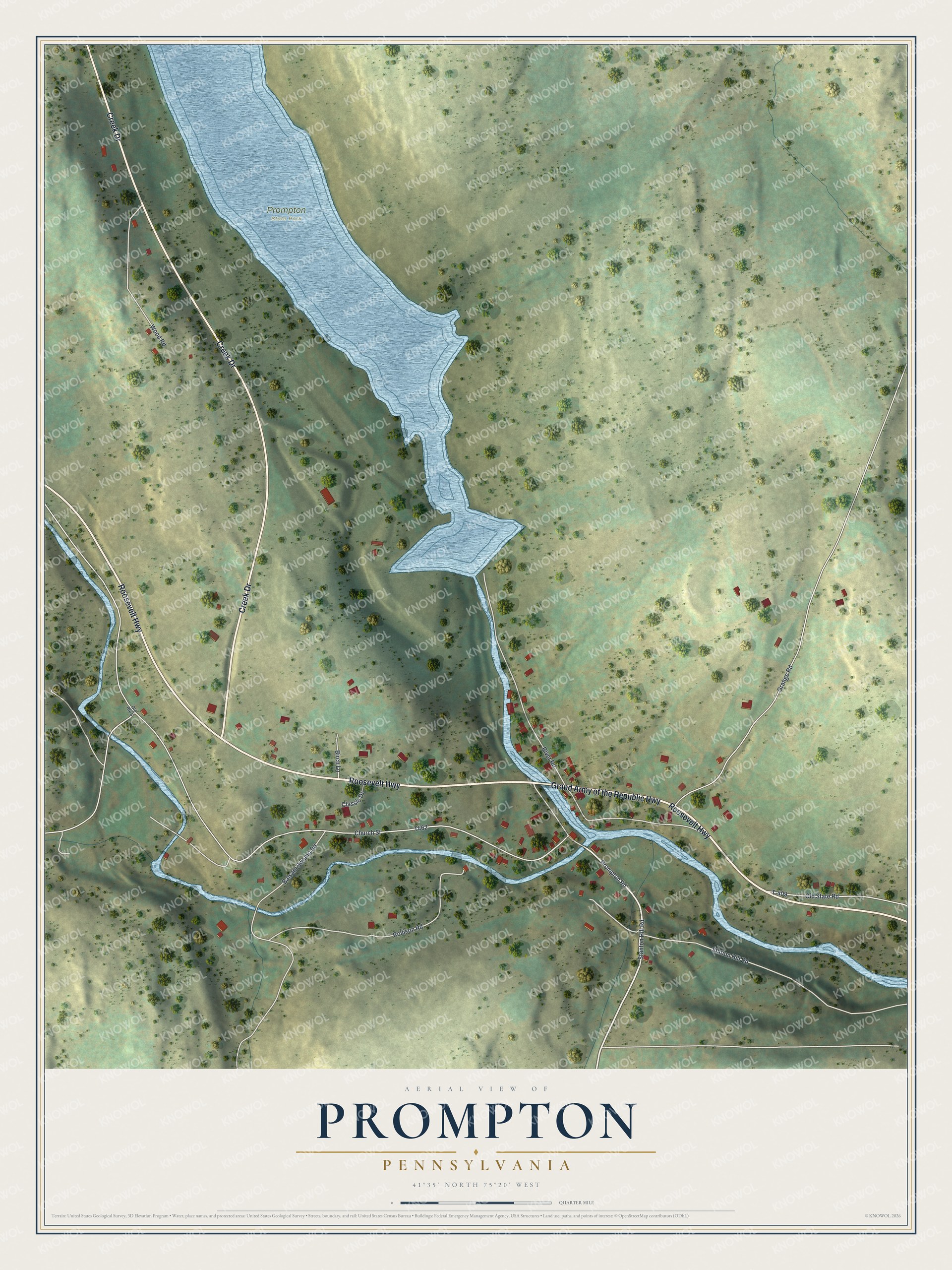 Watermarked full-map preview of Prompton, Pennsylvania