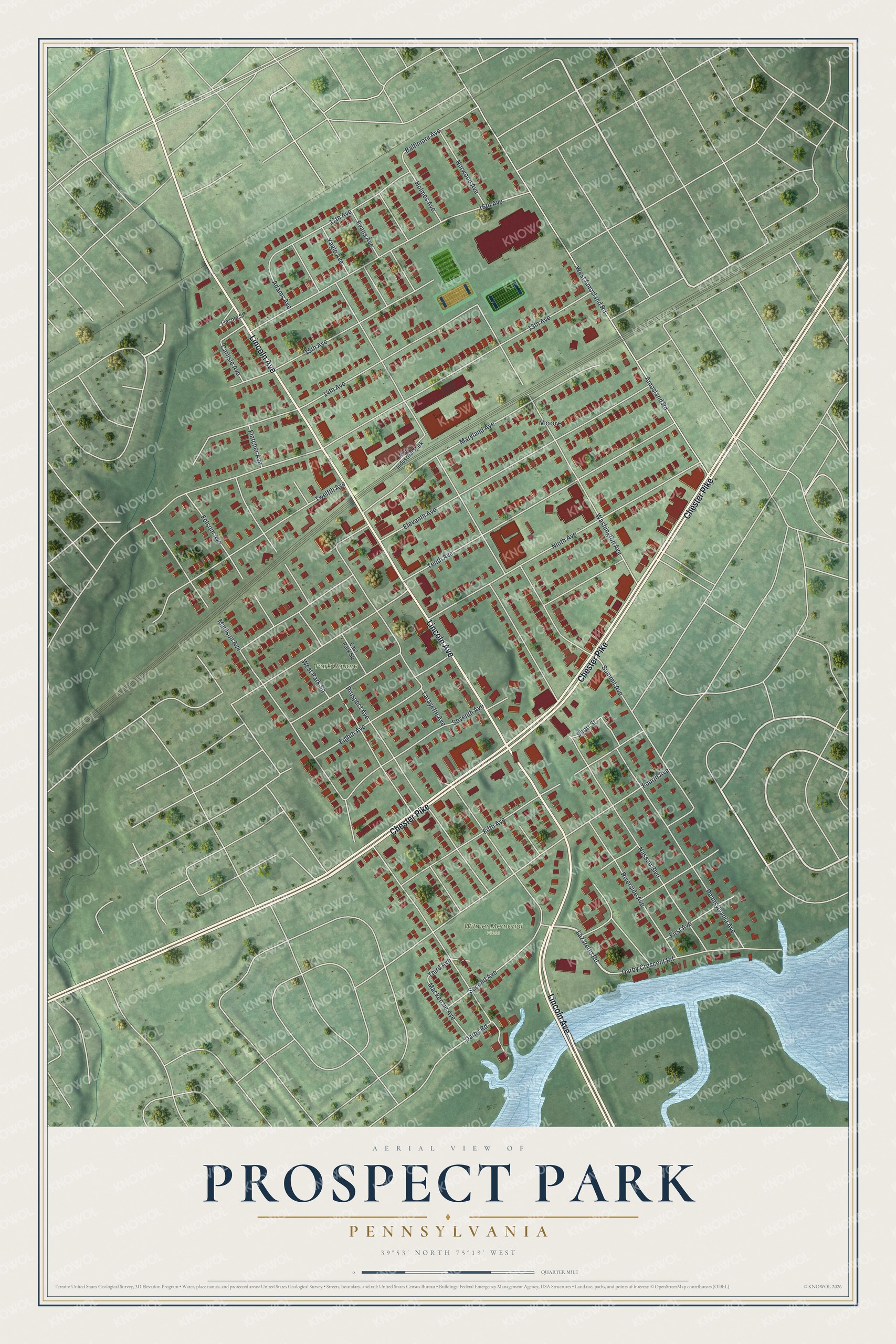 Watermarked full-map preview of Prospect Park, Pennsylvania