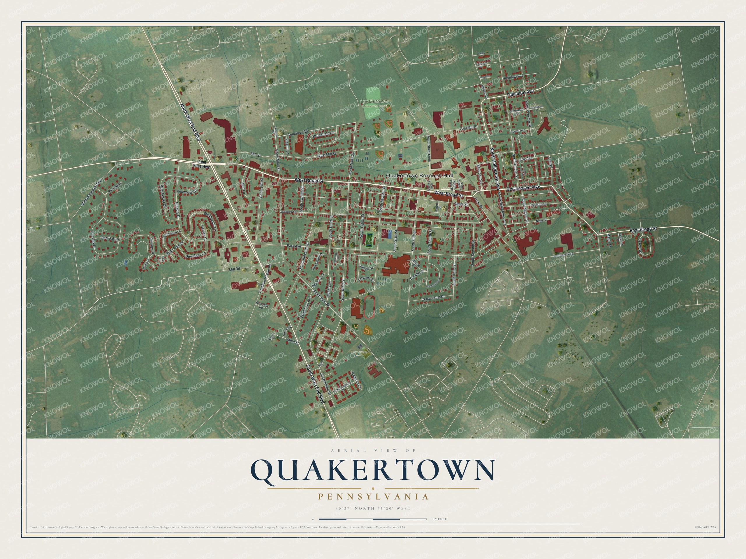 Watermarked full-map preview of Quakertown, Pennsylvania