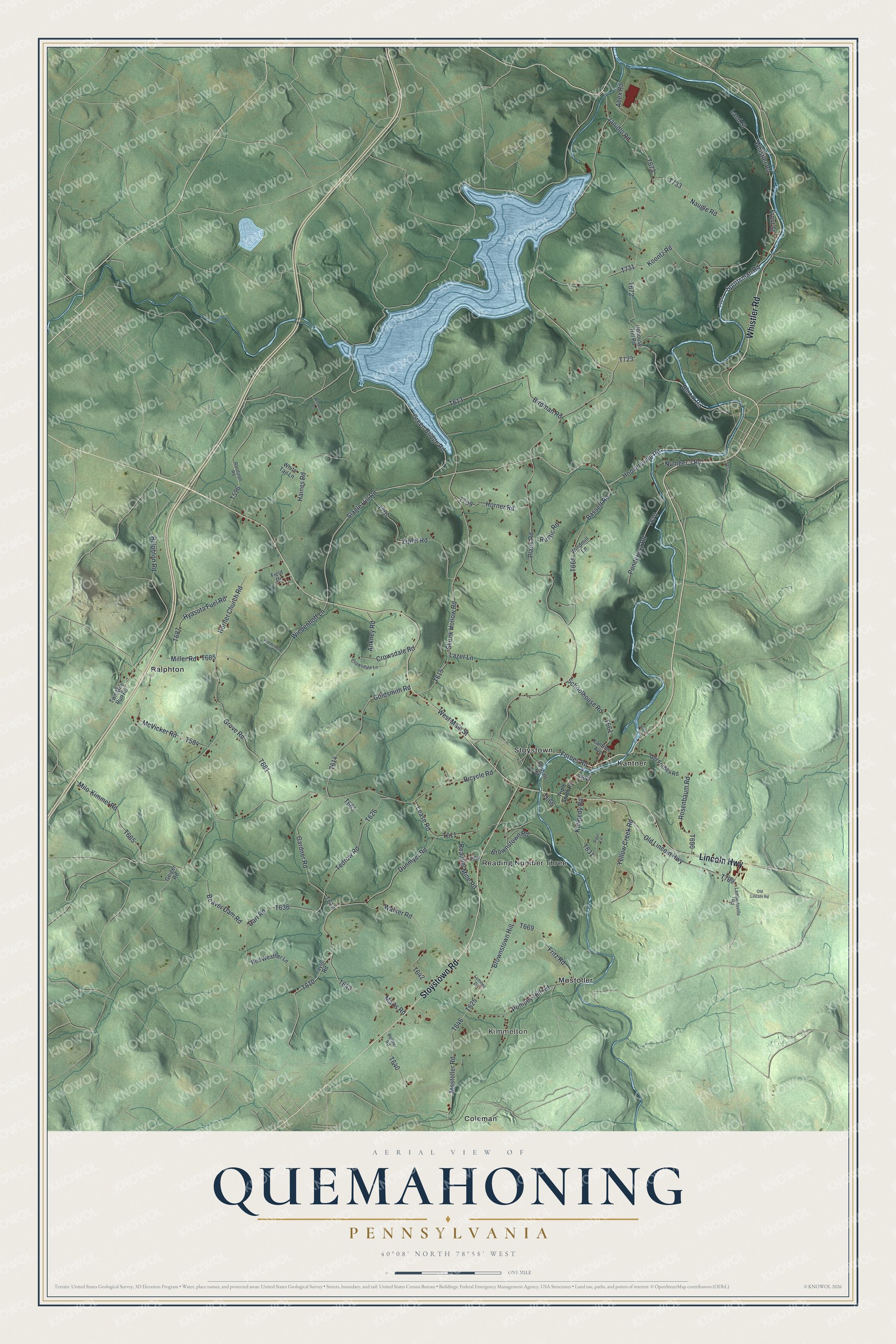Watermarked full-map preview of Quemahoning, Pennsylvania