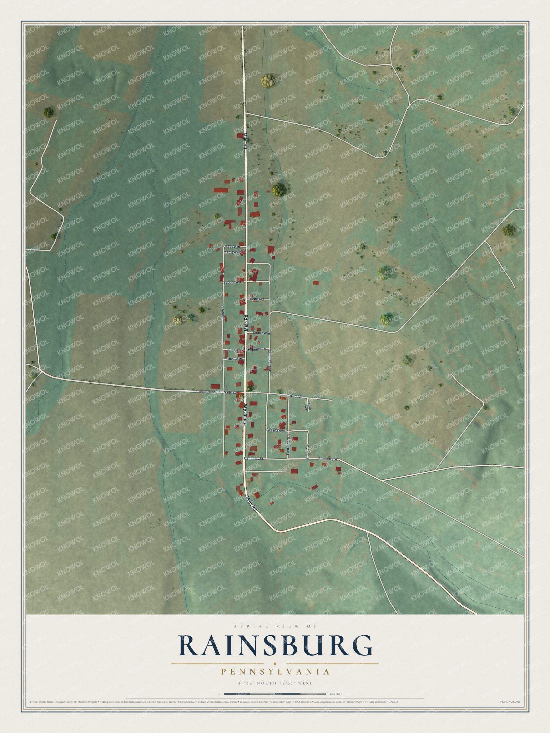 Watermarked full-map preview of Rainsburg, Pennsylvania