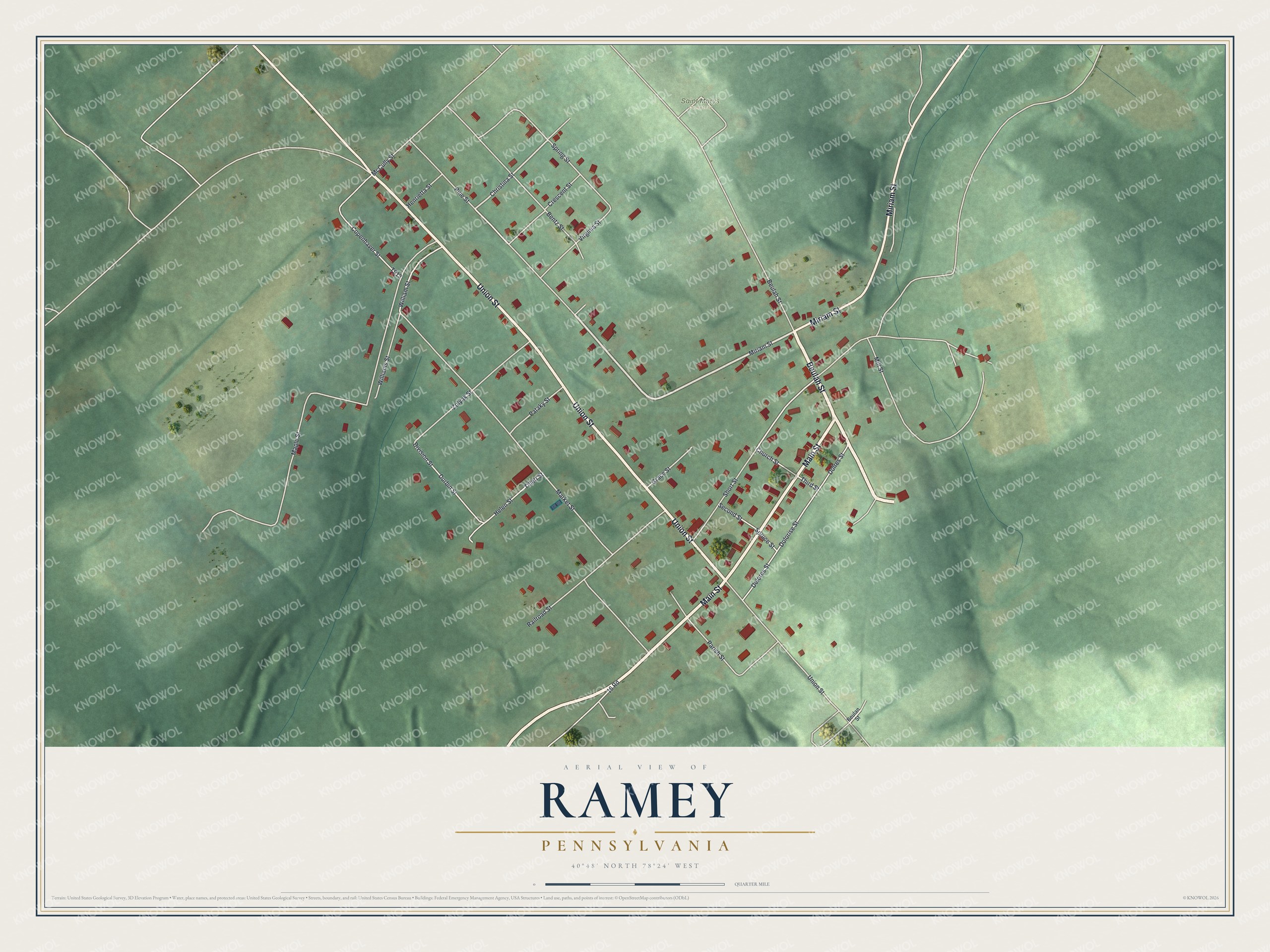 Watermarked full-map preview of Ramey, Pennsylvania